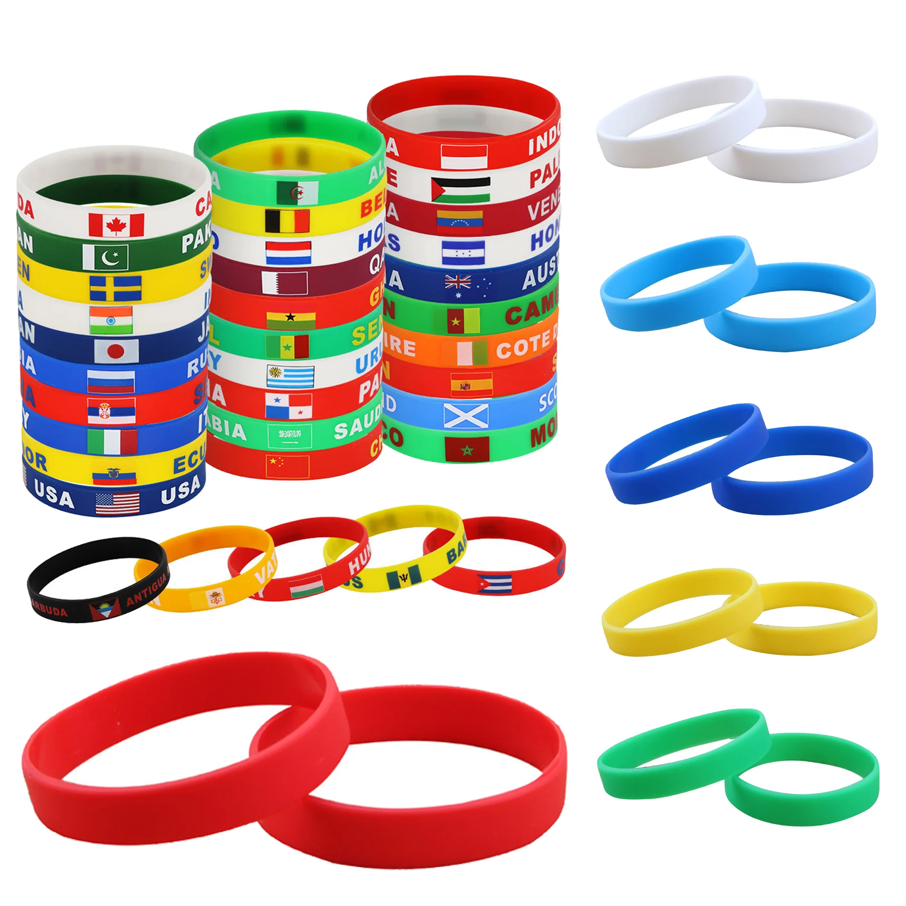 Silicone World Country Flags Wristbands