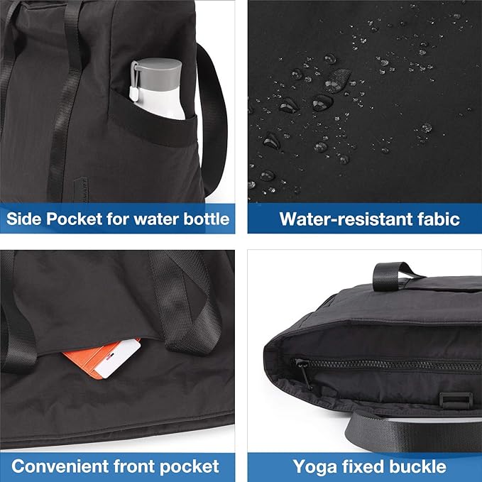 Women'S Shoulder Tote Bag With Zip And Yoga Mat Closure