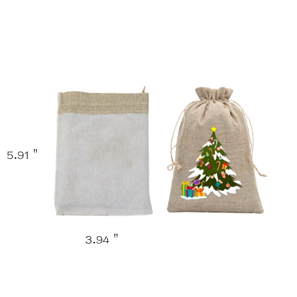 Small Linen Christmas Gift Bag