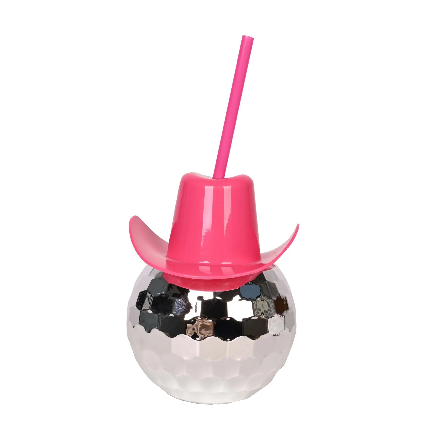 Disco Ball Hat Cup: Glittering 20oz Tumbler with Straw