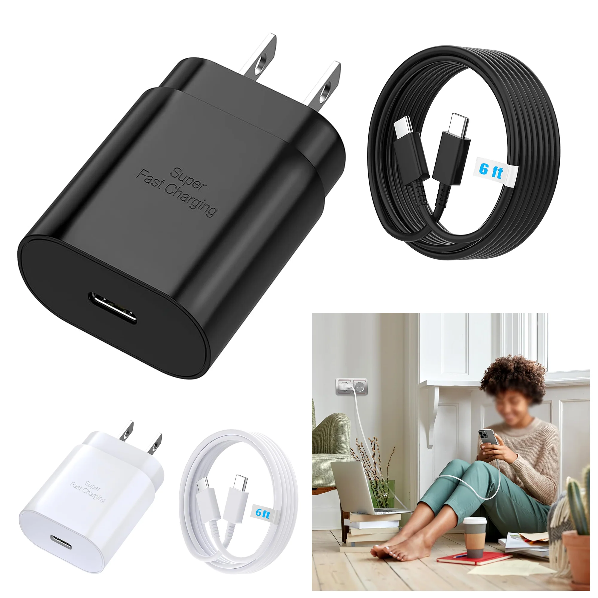 25W PD Charger USB C With 6FT Cord