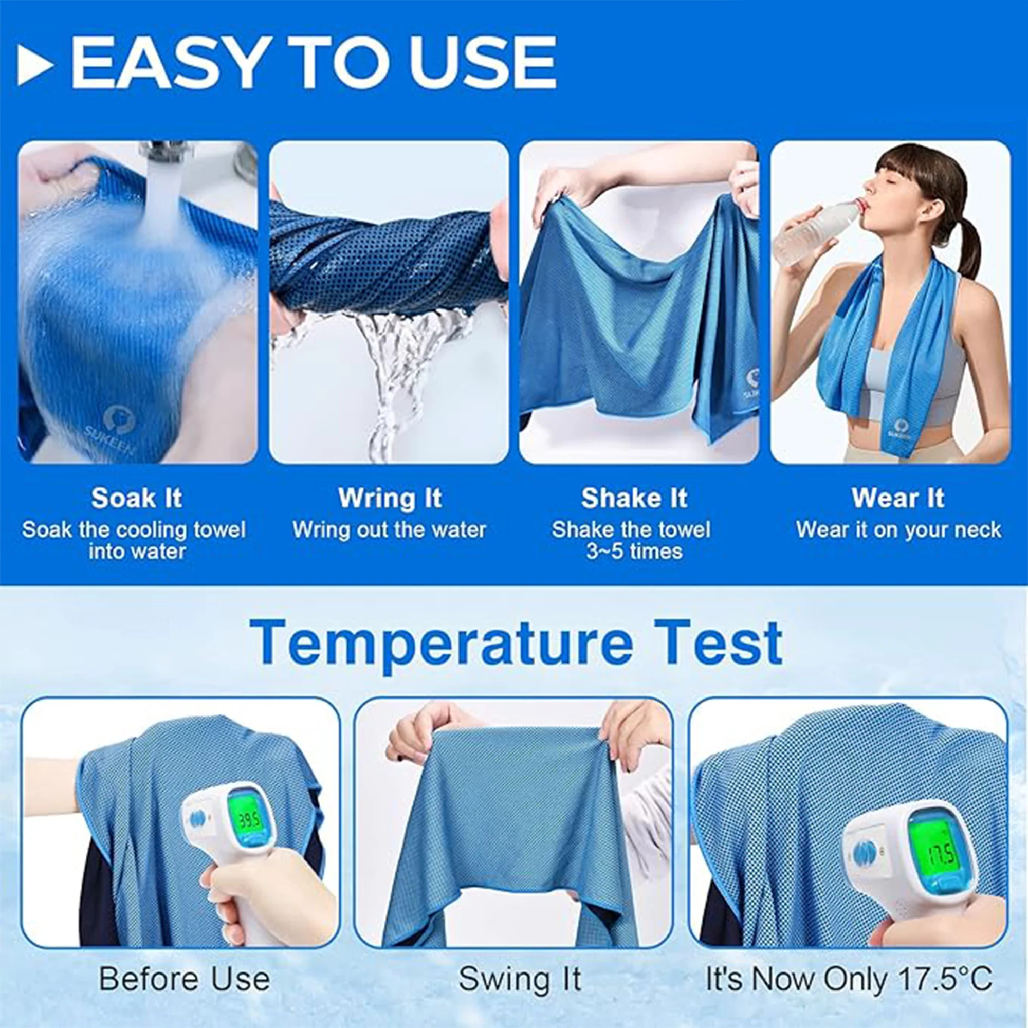 Microfiber Carabiner Individually Wrapped Cooling Towel