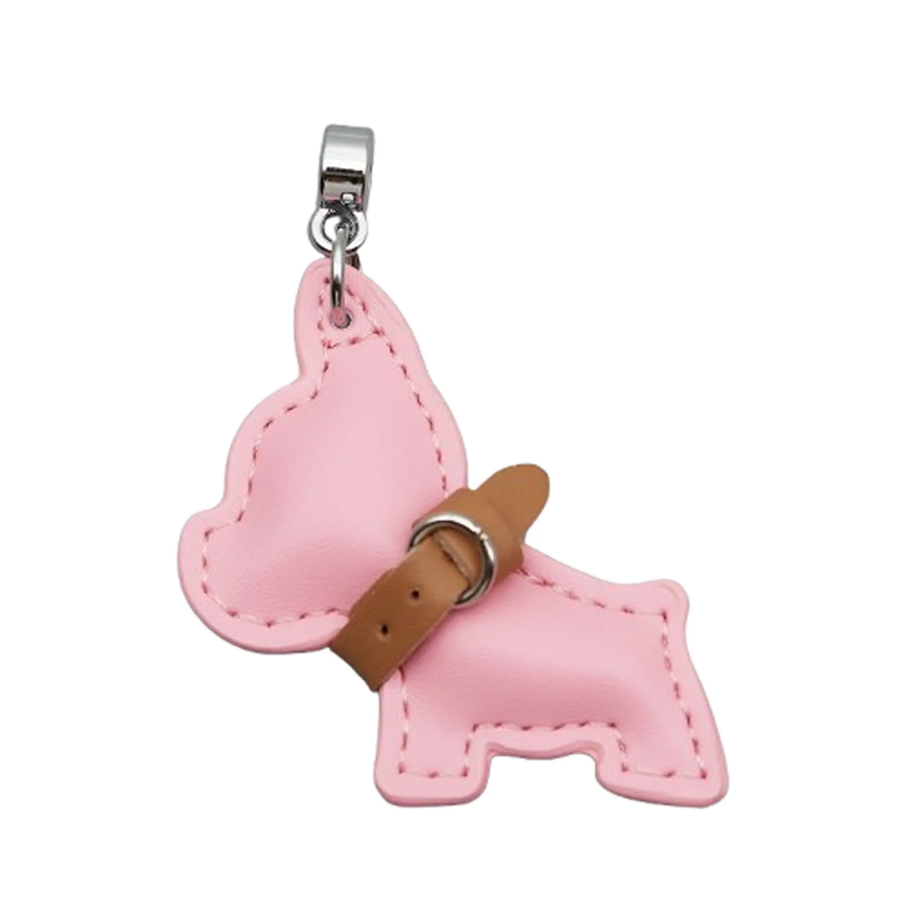 Cute Bulldog Keychain Lovely PU Leather Dog Hanger