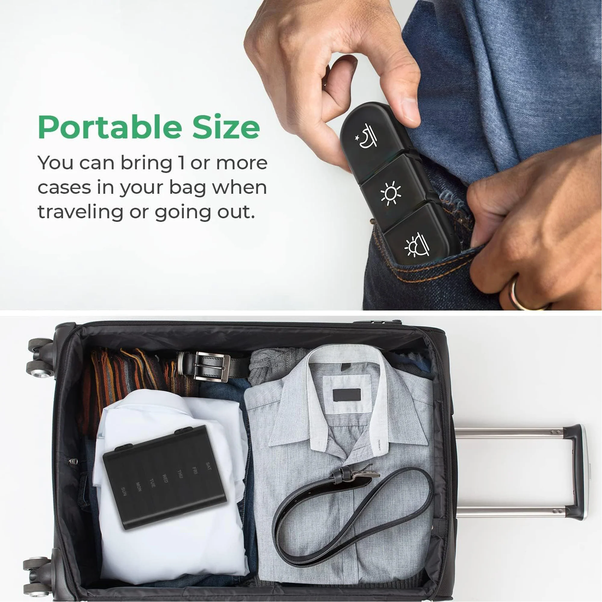 Portable Pill Box Weekly Pill Organizer 7 Day 3 Times