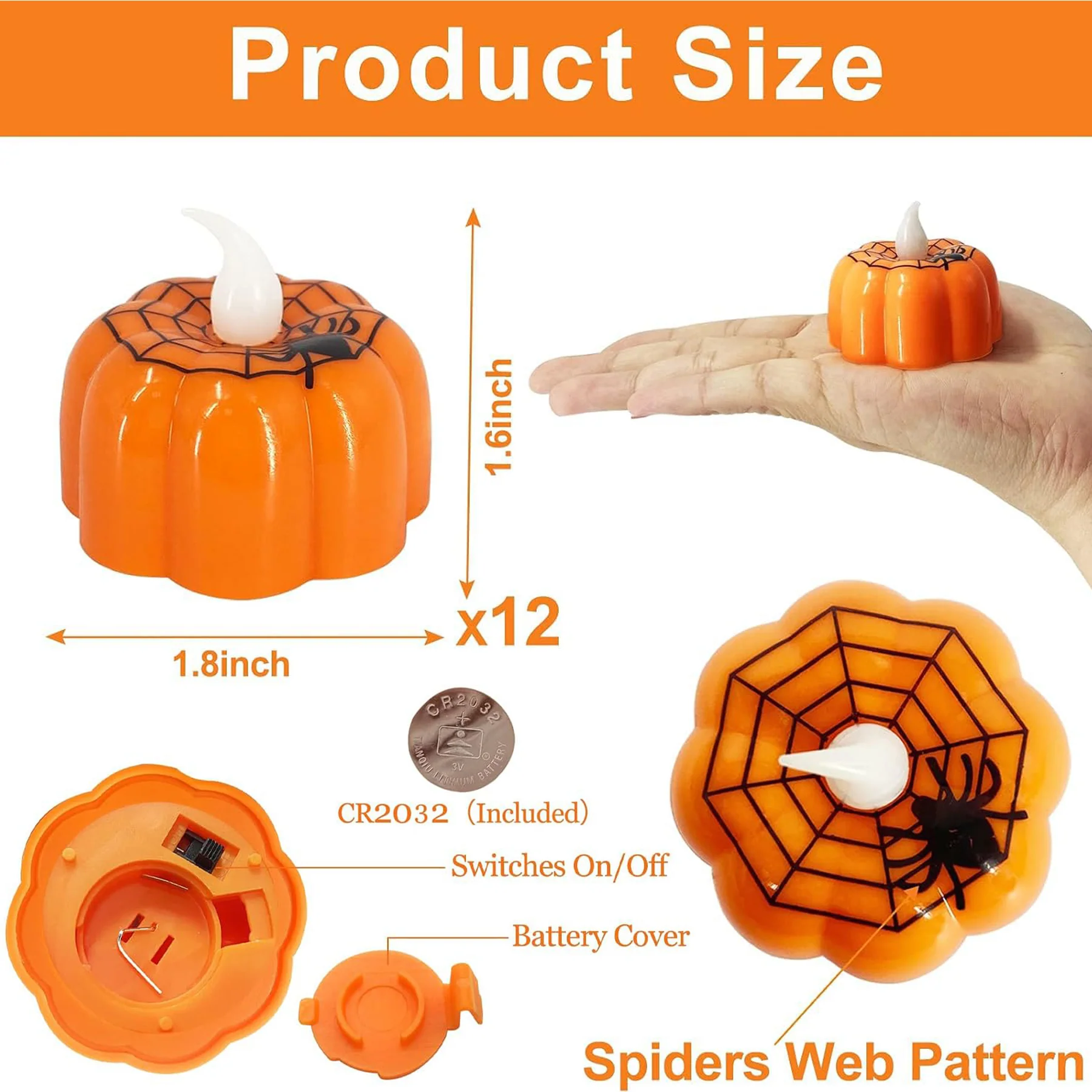 Flickering Pumpkin LED Tealights