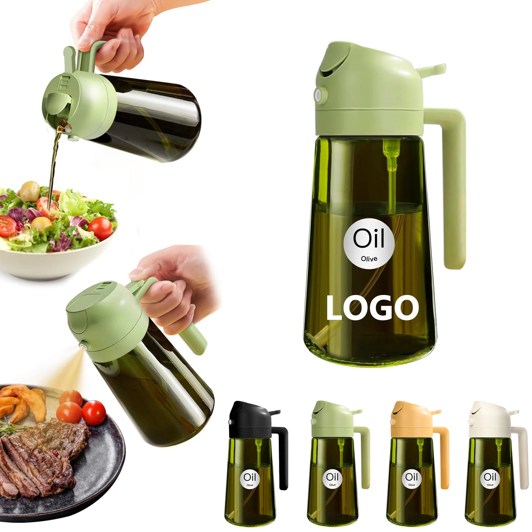 16 oz 2-in-1 Glass Oil Dispenser (Spray & Pour)