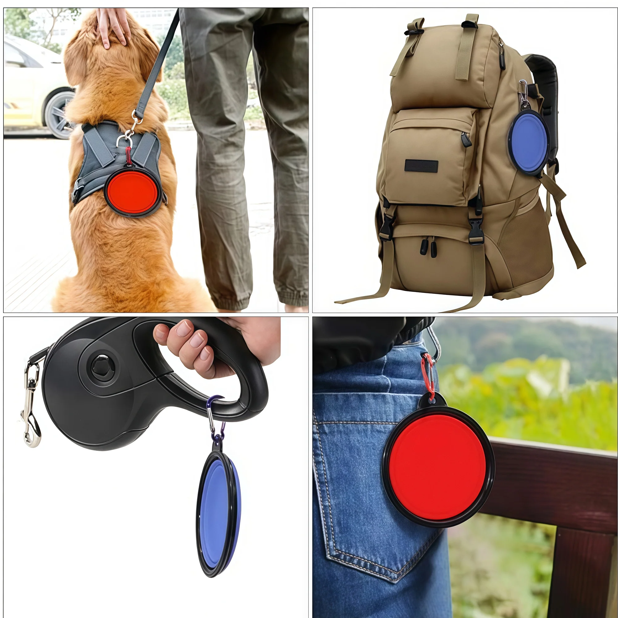 12 oz Collapsible Silicone Pet Bowl with Carabiner