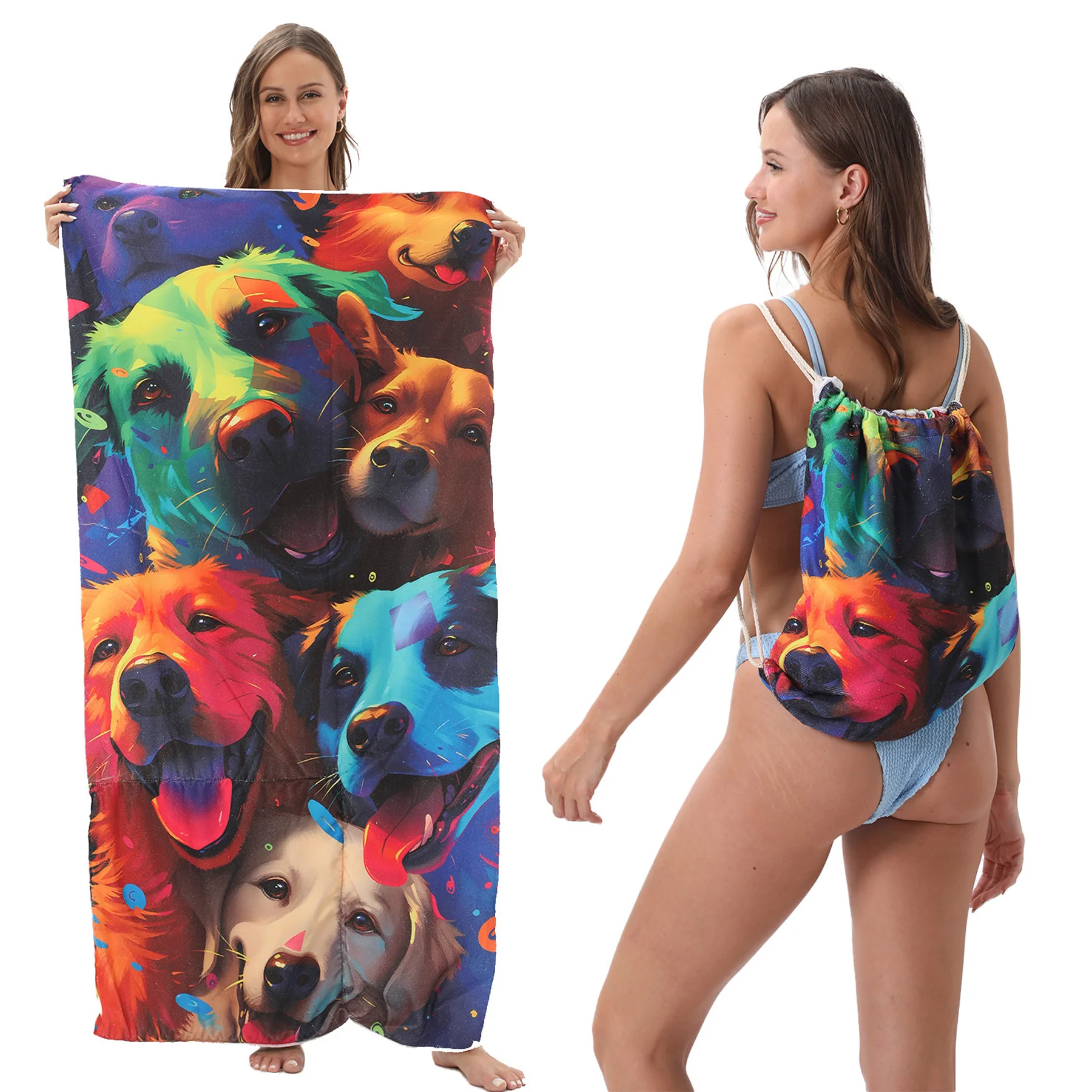 2-In-1 Foldable Beach Towel Backpack Set（31.5In, 62.99In)