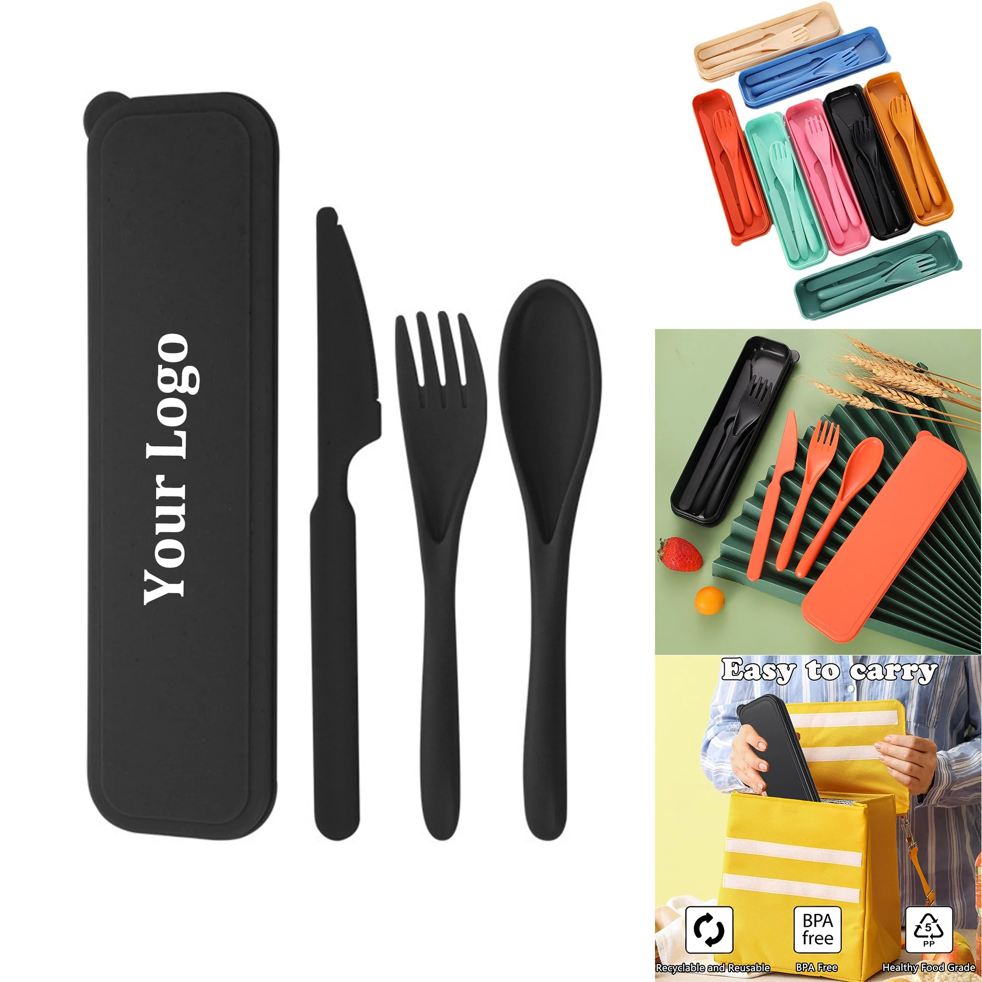 3 Pieces Wheat Straw Cutlery Utensil Set