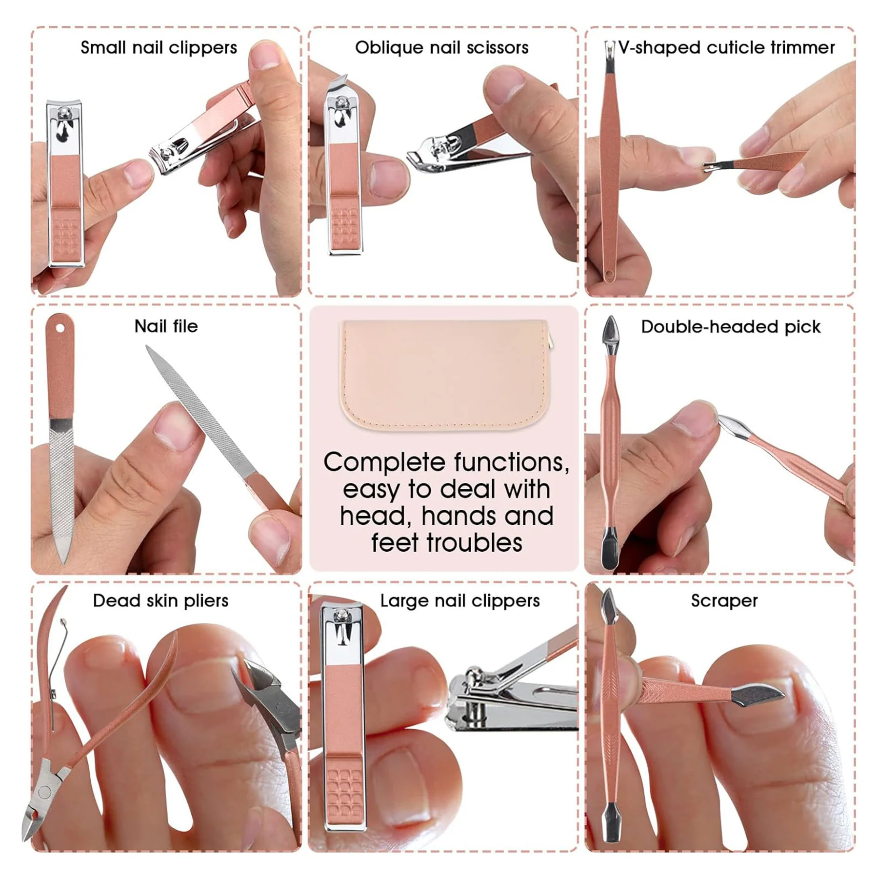 12 In 1 Manicure Set Professional Nail Clippers Pedicure Kit