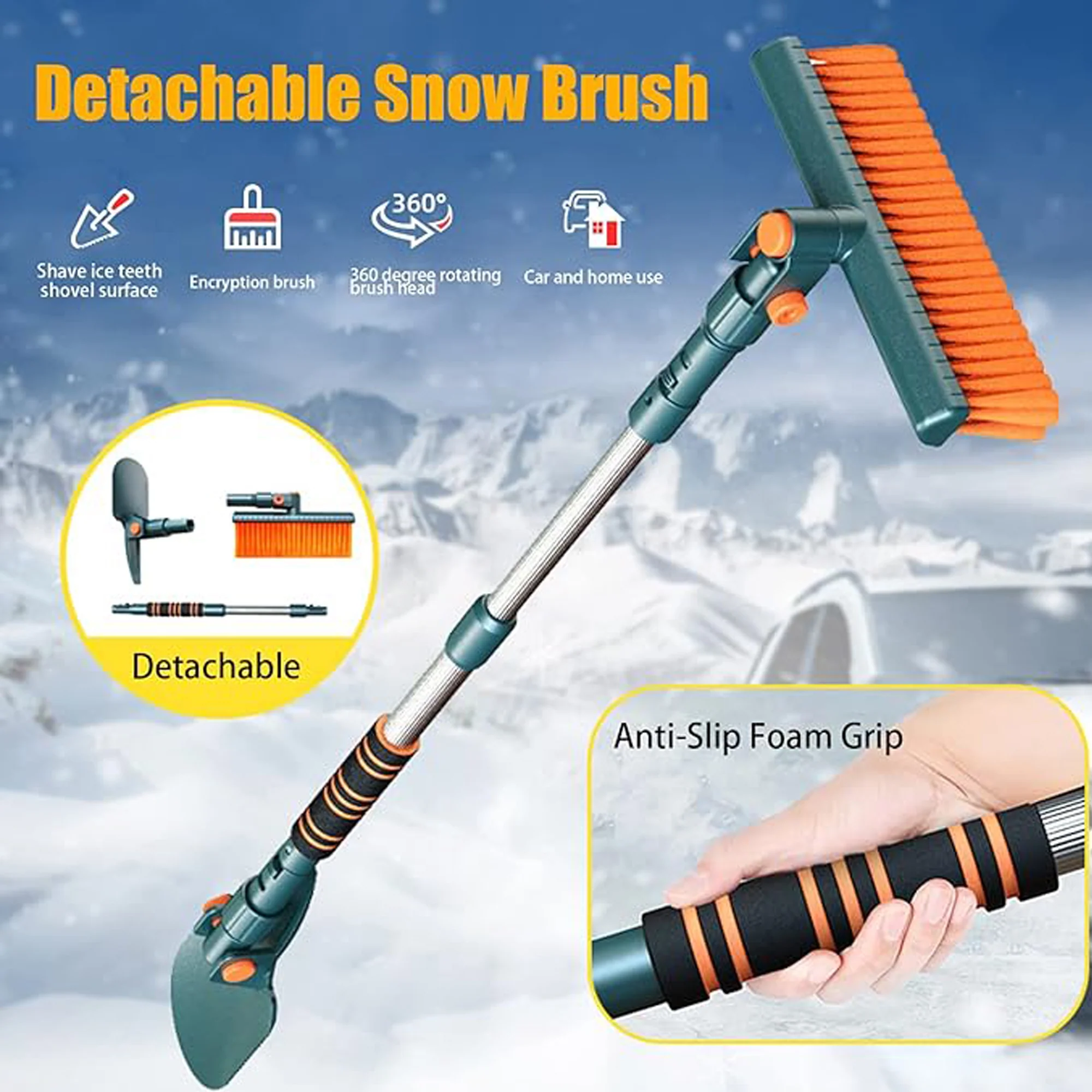 Portable Car Windshield Ice Scraper Snow Brush
