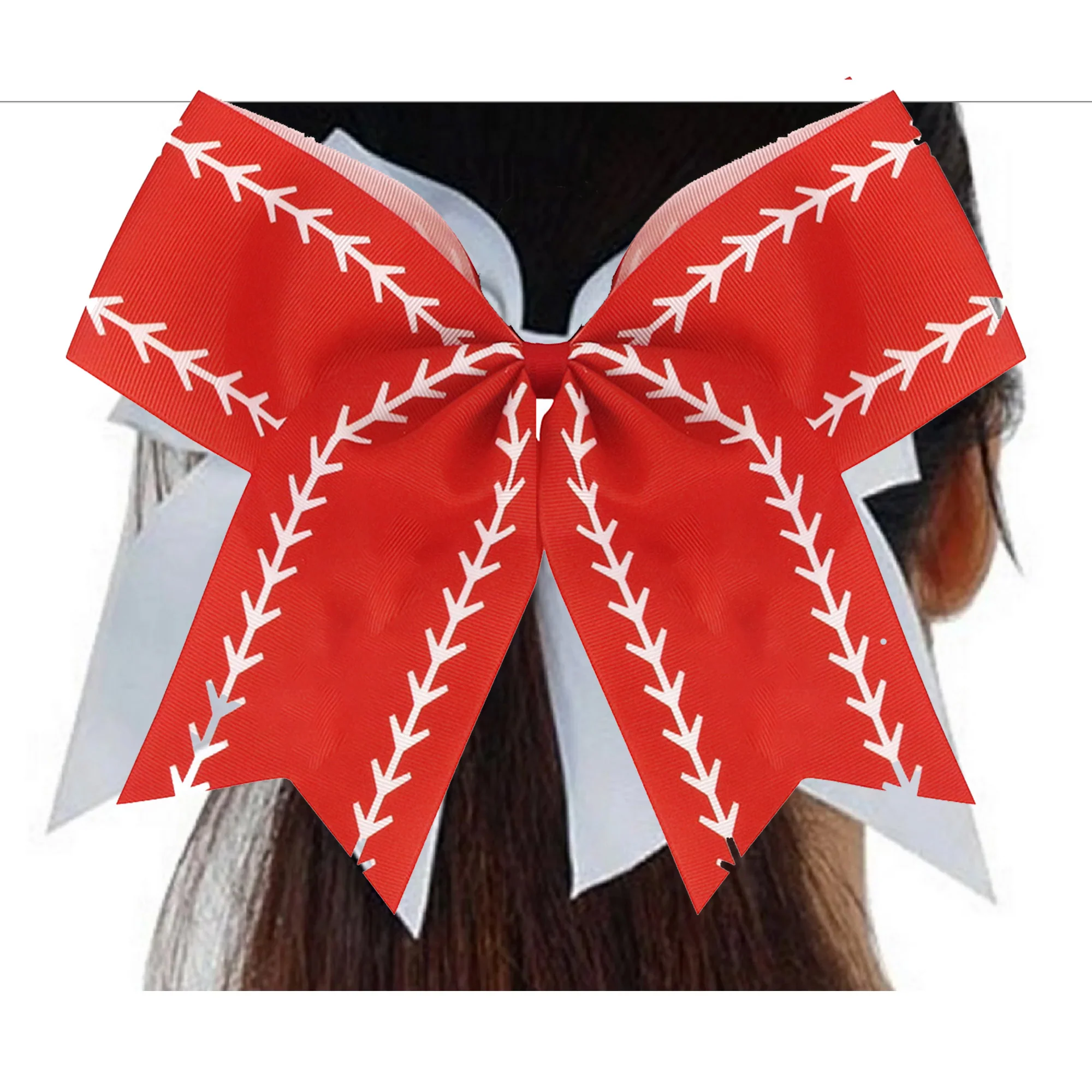 Large Ribbon Cheer Elastic Hair Bows