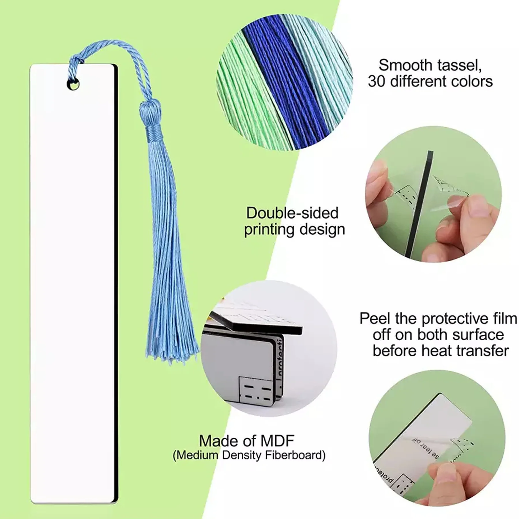 Rectangular Mdf Bookmark With Tassel