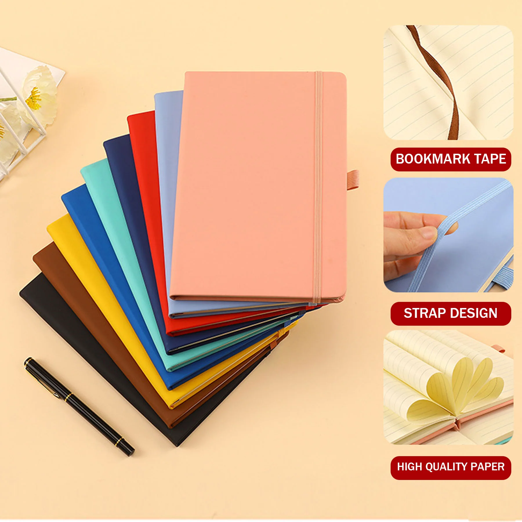 A5 PU Leather Soft Cover Notebook With Elastic Strap