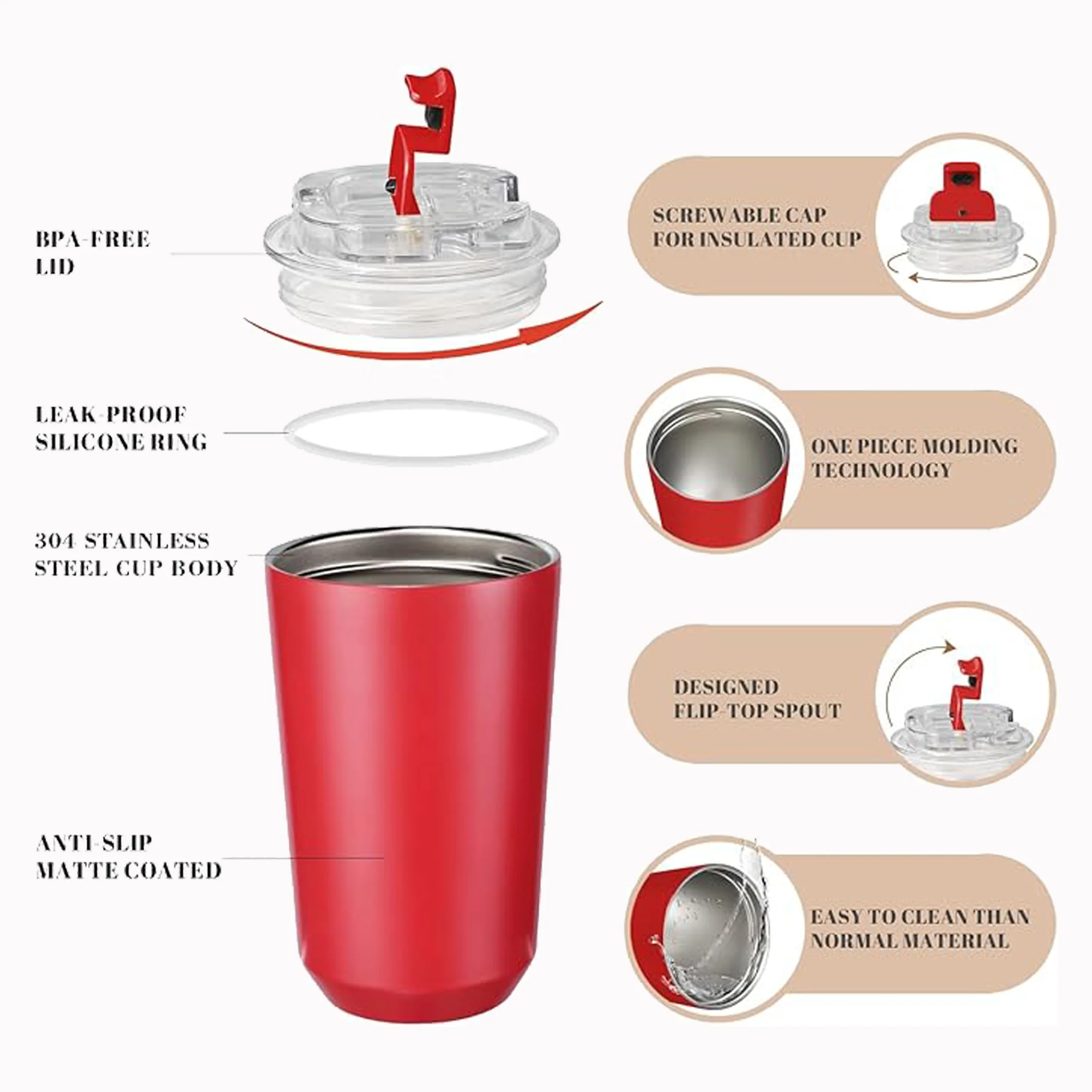 14 oz Travel Coffee Mug Stainless Steel Vacuum Cup