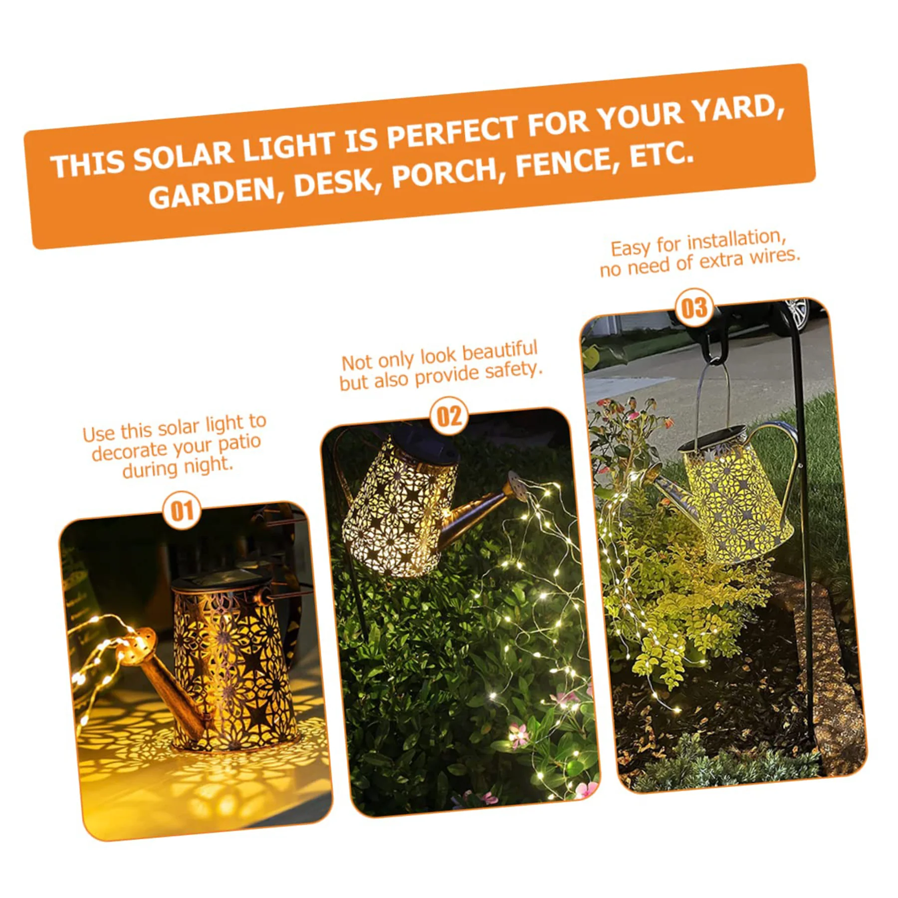 Garden Solar Led Decorative Kettle Lantern With Hooks