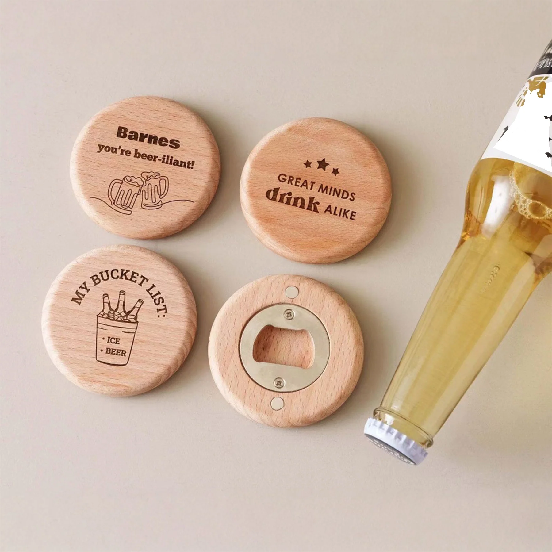 Wooden Bottle Opener Magnetic Fridge Magnet