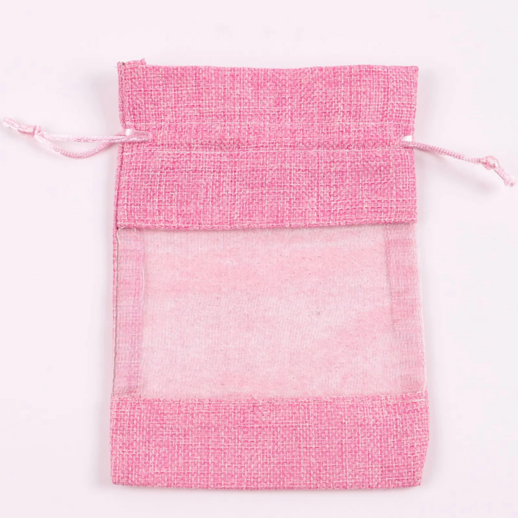 Transparent Window Hemp Rope Bundle Drawstring Bag