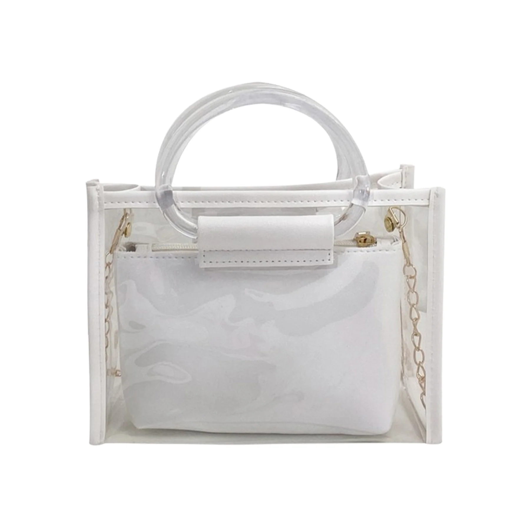 Clear Crossbody Bag with Removable Wristlet Pouch/ Tote Bag