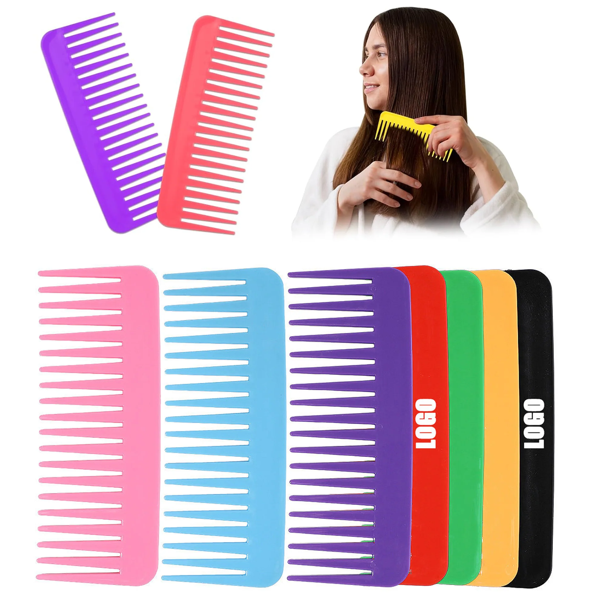 Plastic Hair Detangling Wide-Toothed Comb