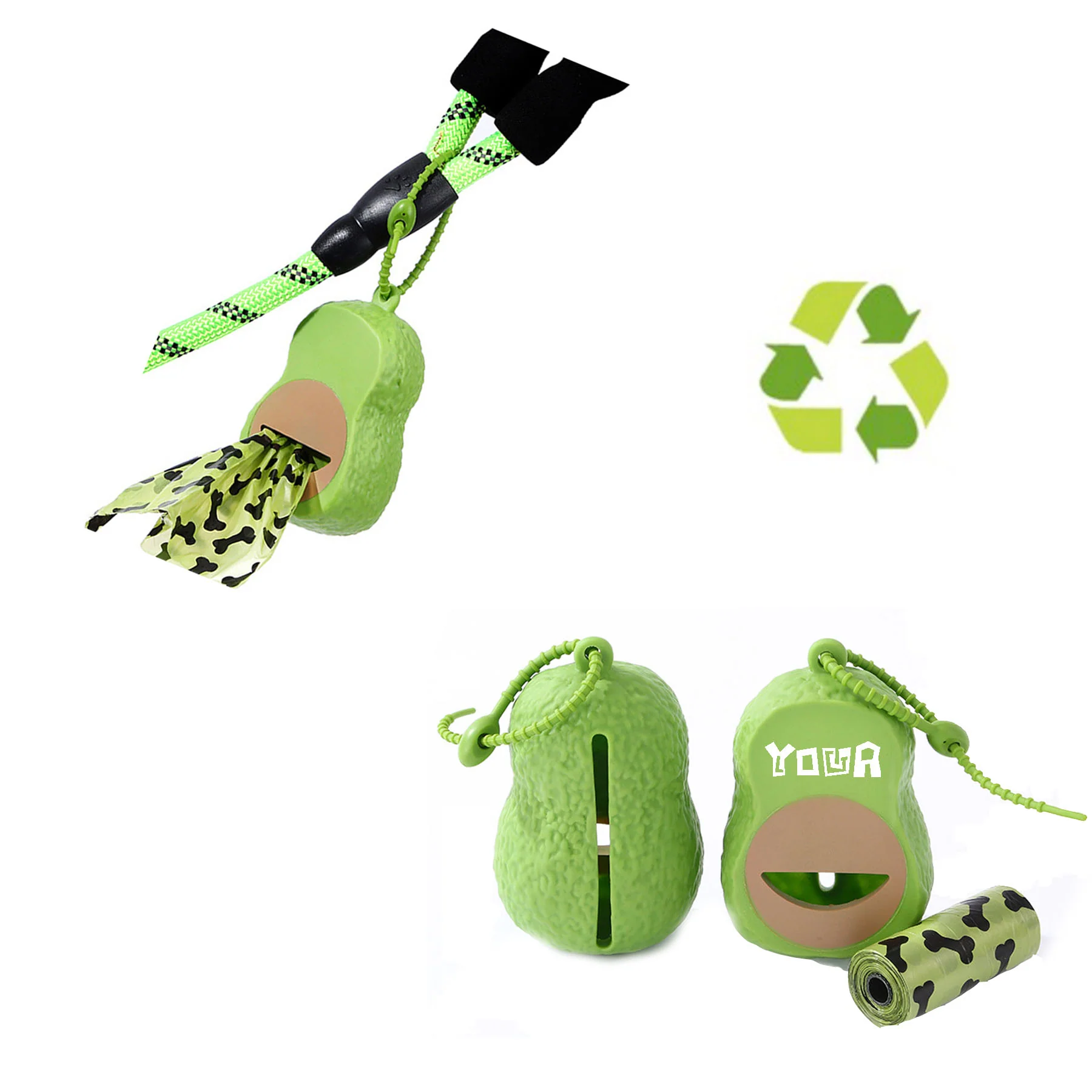 Biodegradable Pet Waste Bags with Avocado Shape Dispenser
