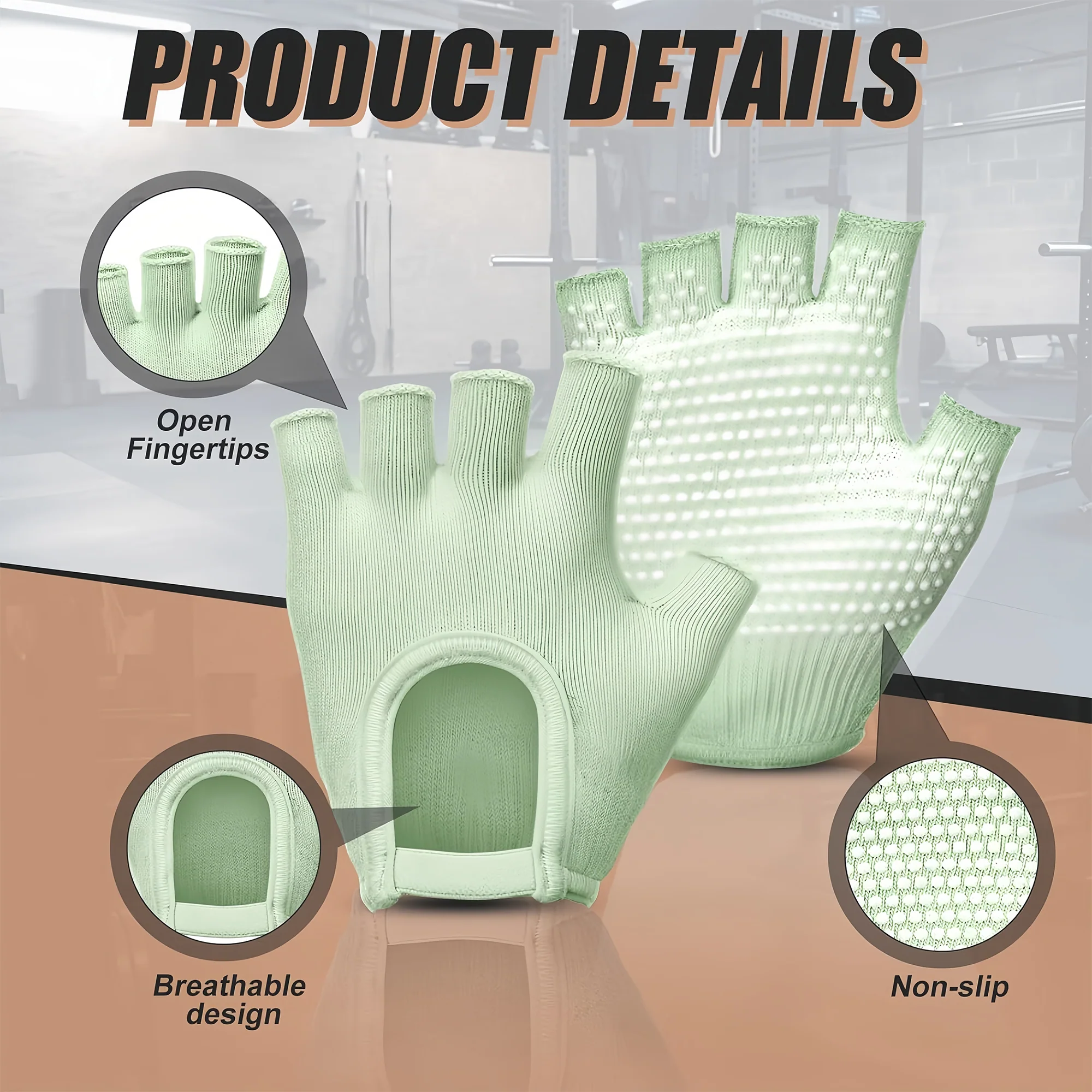 Non Slip Fingerless Yoga Gloves