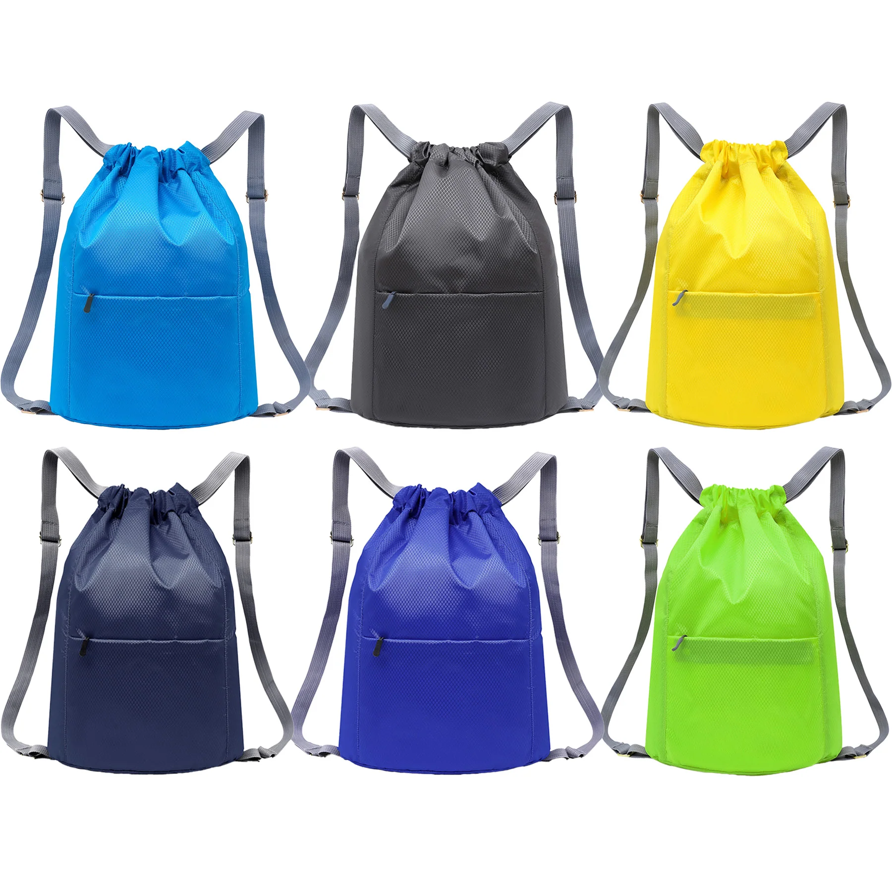 Diamond Check Waterproof Drawstring Bag