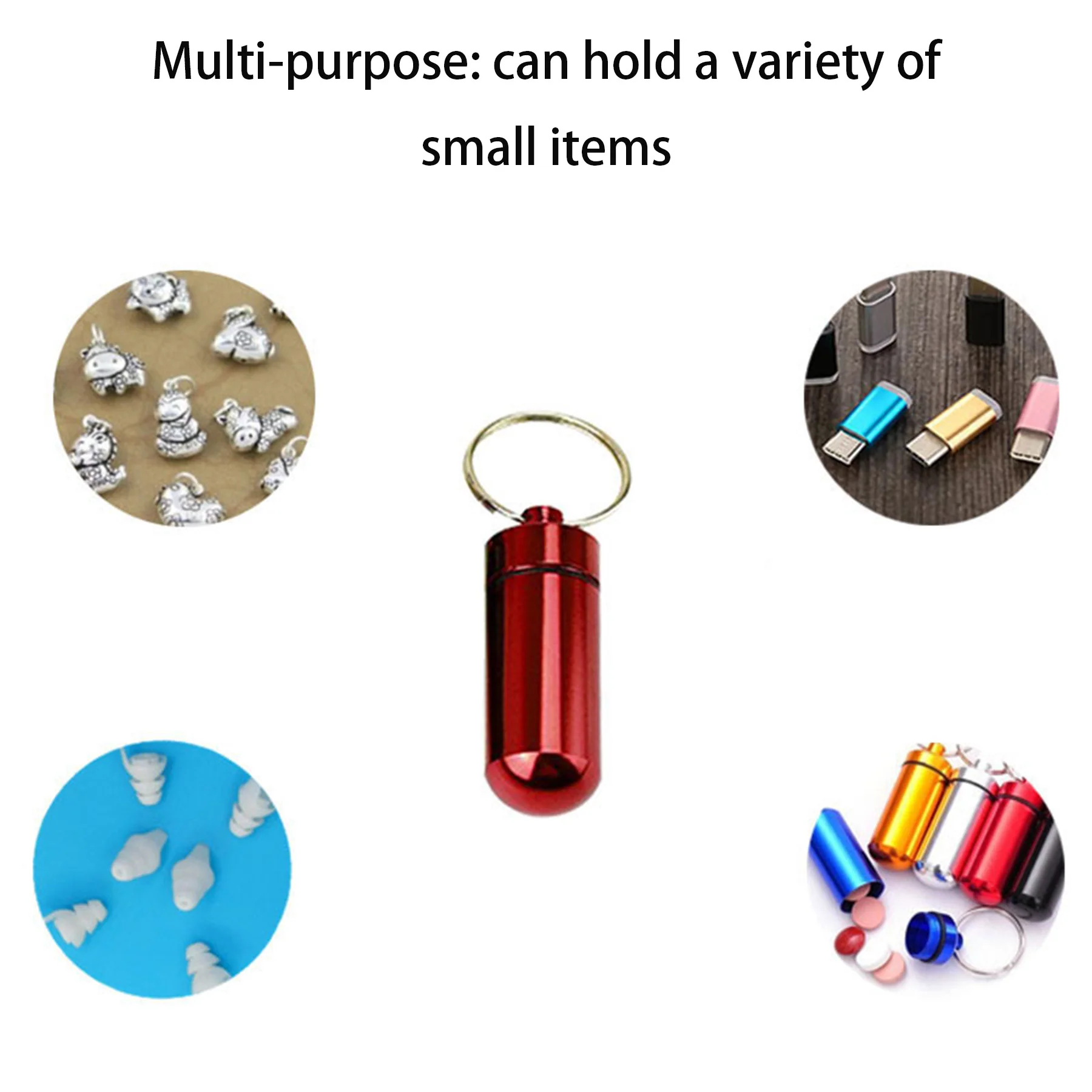 Mini Pill Box Keychain Waterproof Aluminum Pill Holder Case