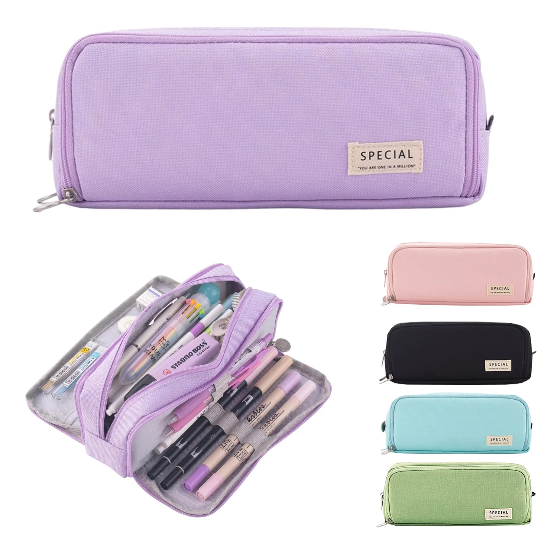 3-Layer Large-Capacity Oxford Pencil Case & Cosmetic Bag