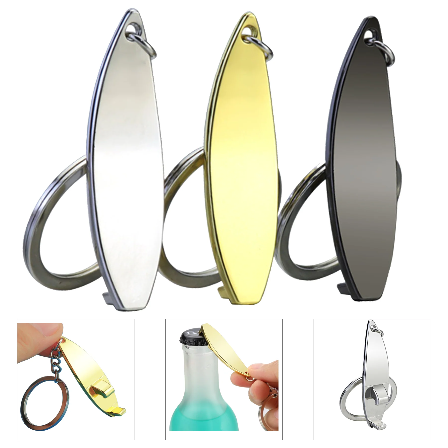 Metal Surfing Keychain With Bottle Opener
