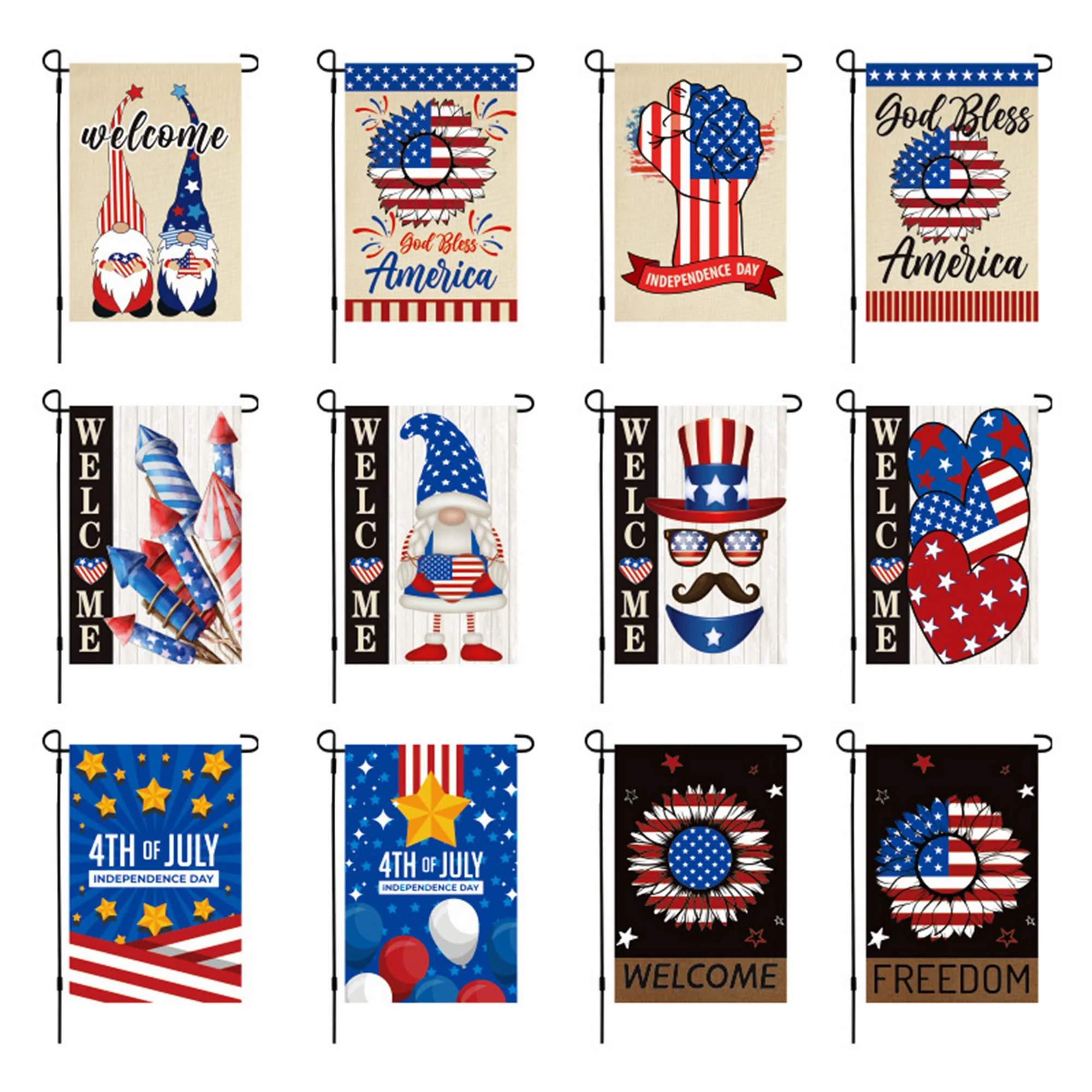 12" x 18" Double-Sided Garden Flag With Stand