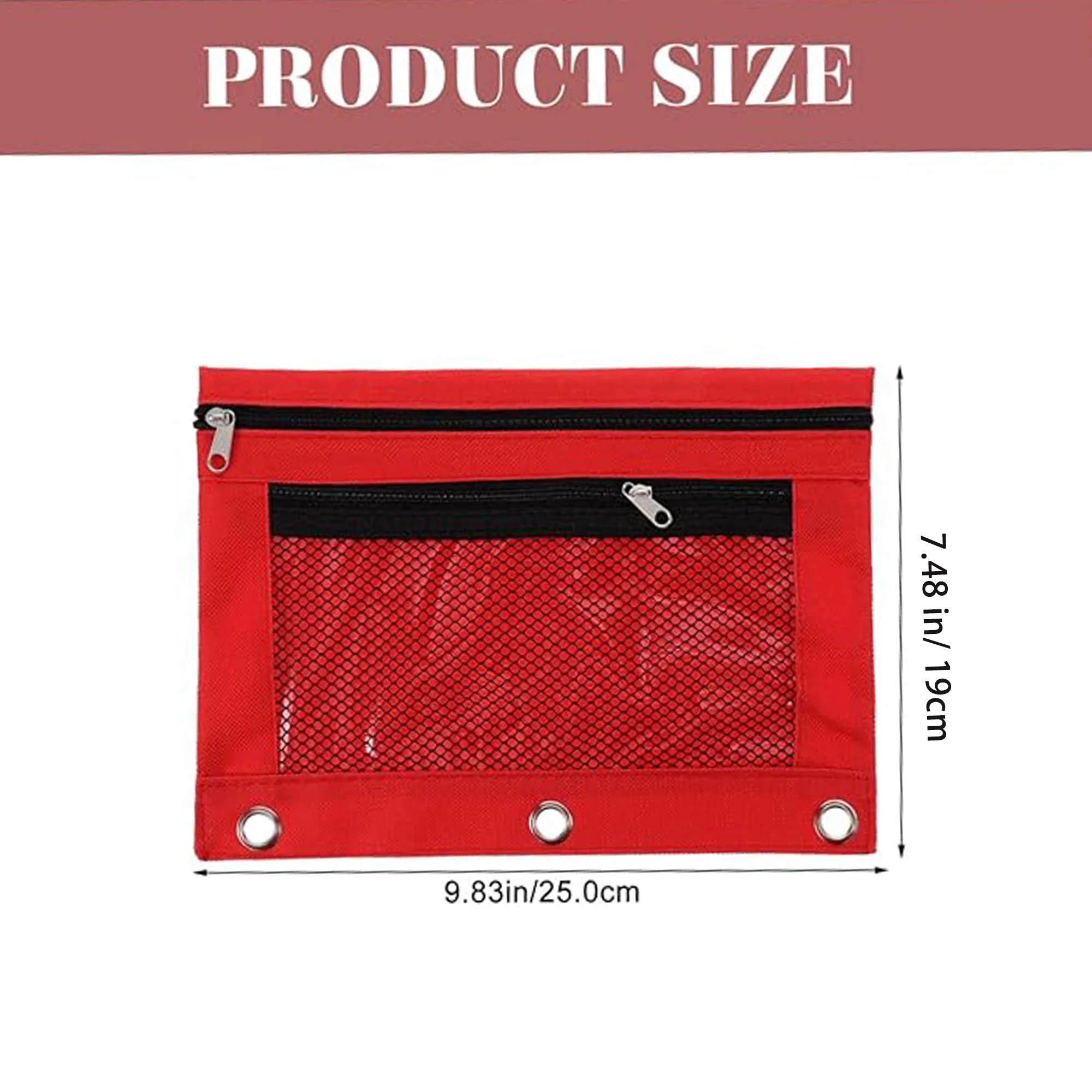 Zippered Double Pocket 3 Ring Binder Pencil Pouch