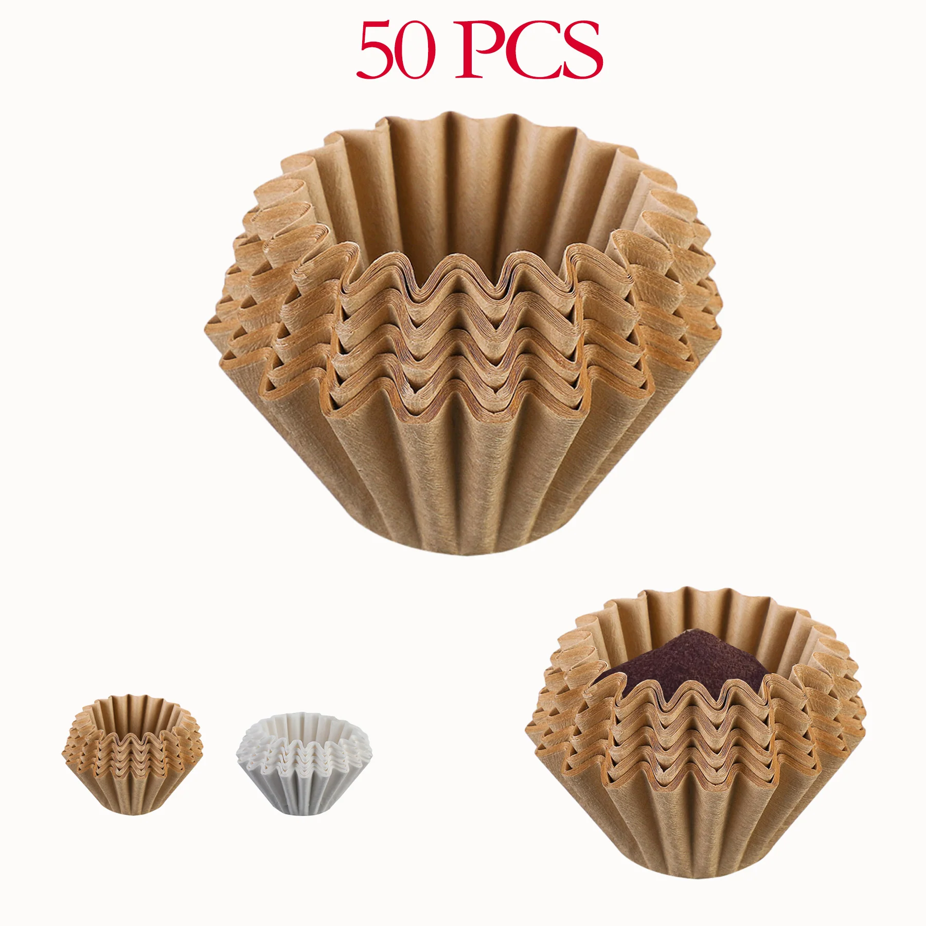 8-12 Cups 50 pack Natural Unbleached Coffee Filter