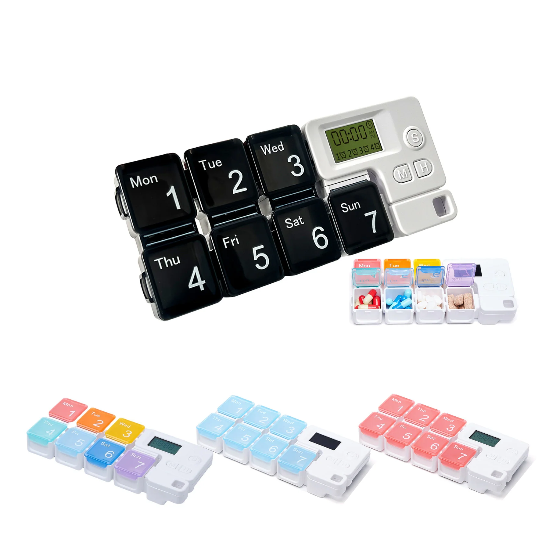 4Alarms+1Timer 7-Grid Intelligent Electronic Medicine Box