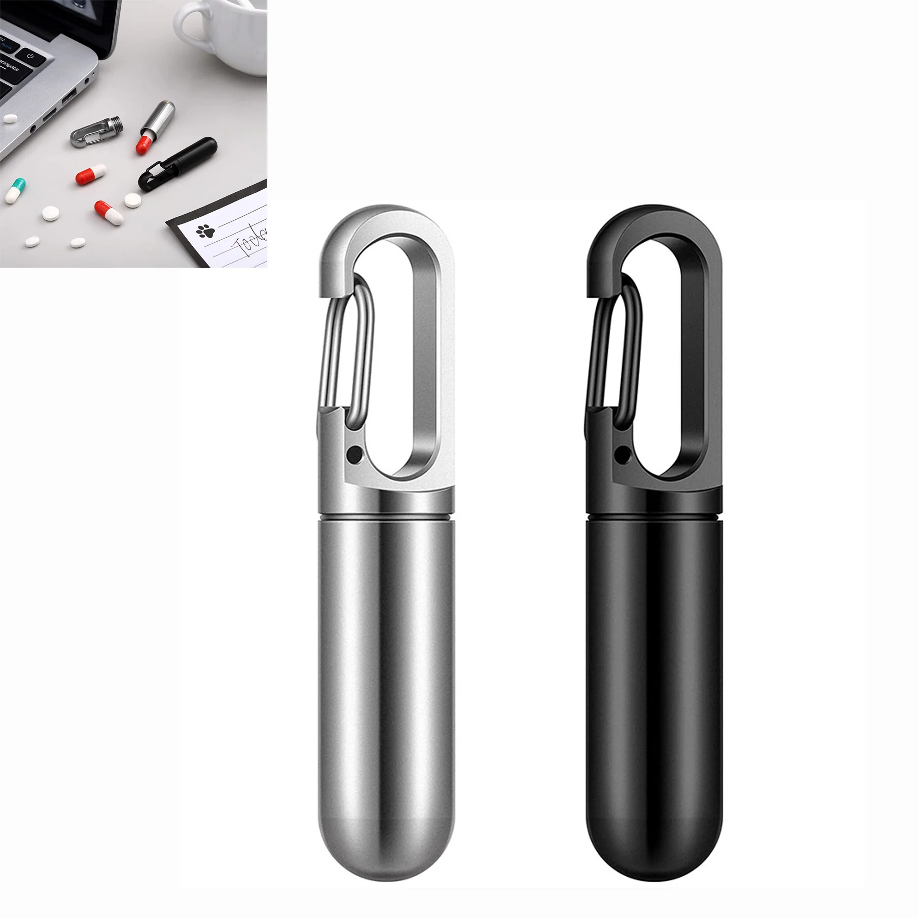 Portable Stainless Steel Medicine Bottle For Keychain