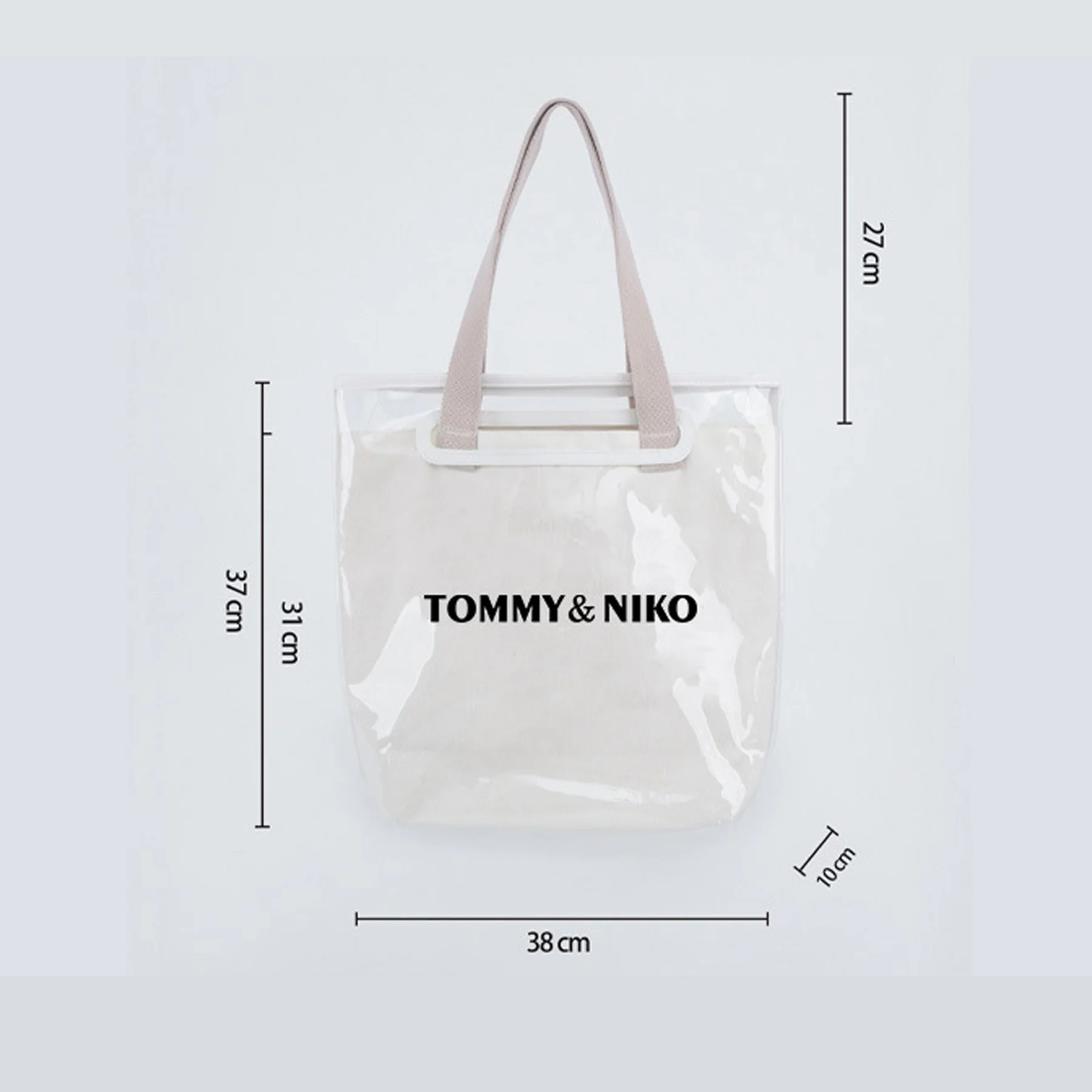 Pvc & Canvas Double Layer Detachable Tote Bag