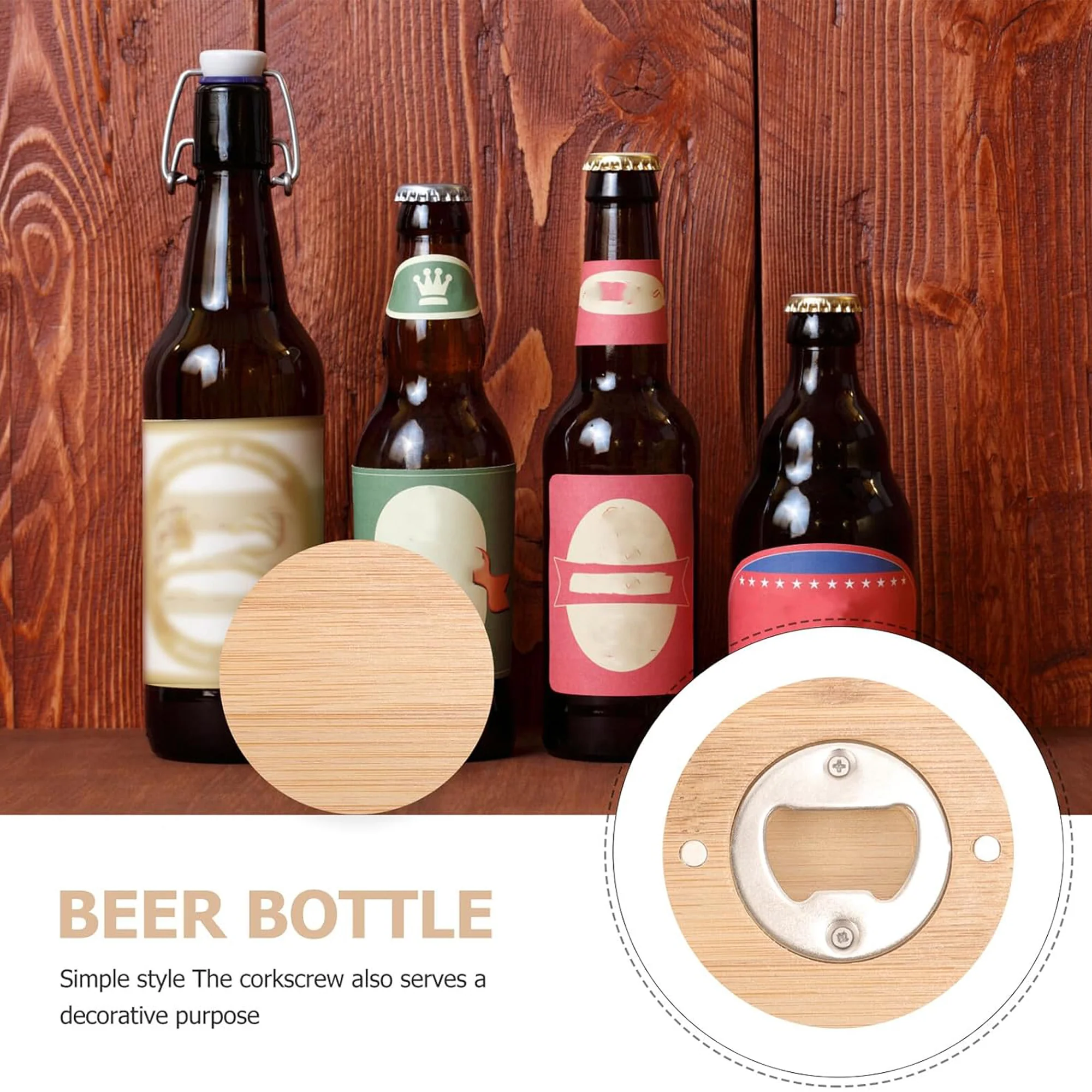 Round Bamboo Bottle Opener