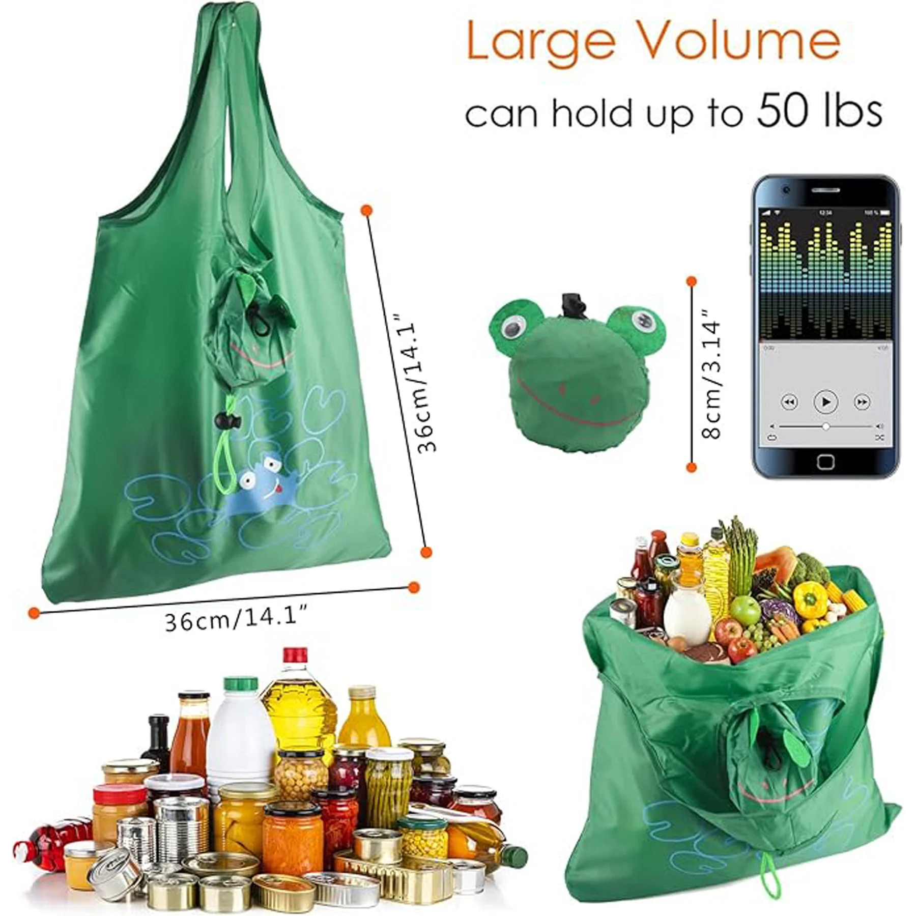 Fruits Reusable Grocery Shopping Tote Bags