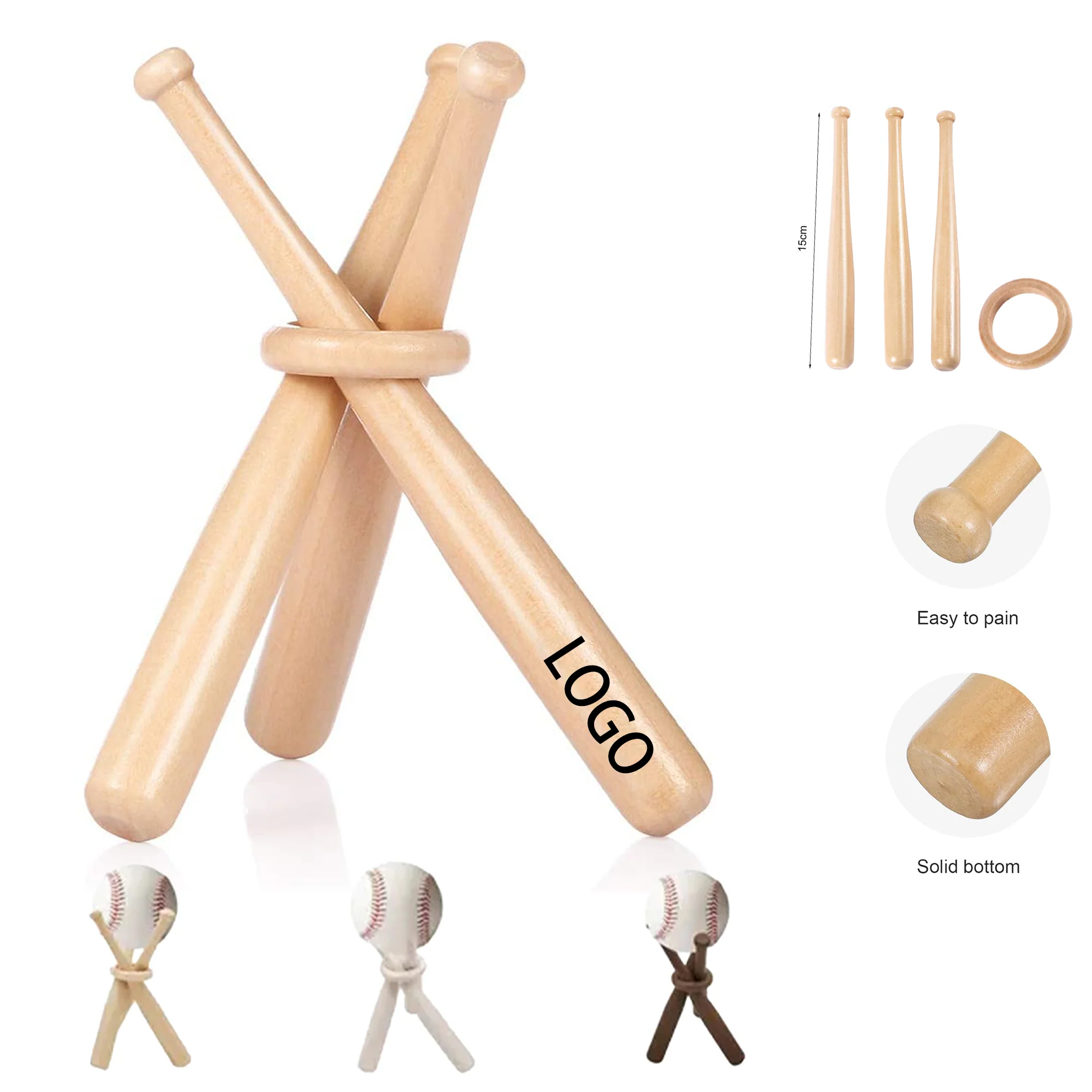 Wooden Baseball Stand Holder