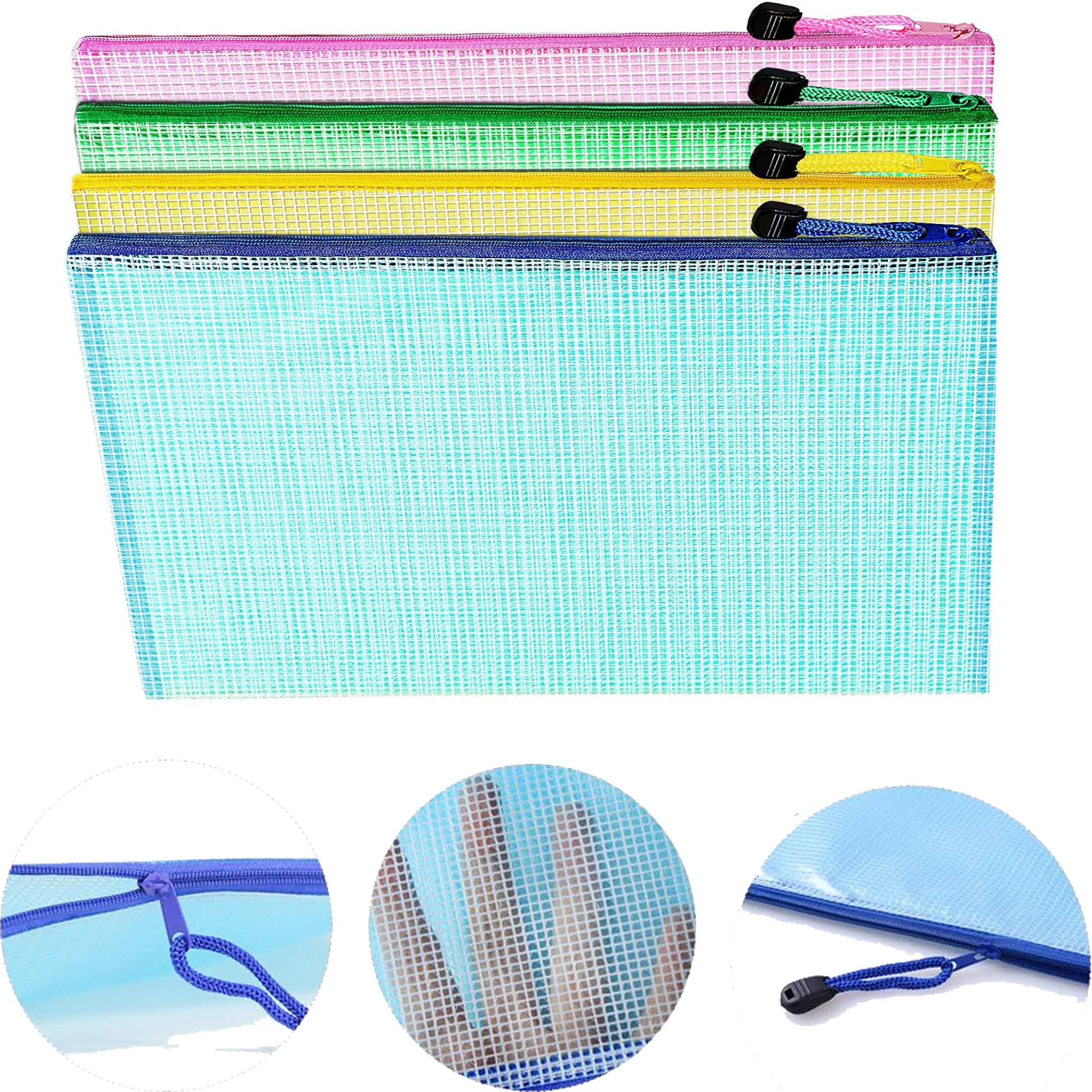 A4 Size Mesh Bags With Zipper Plastic File Document Bags