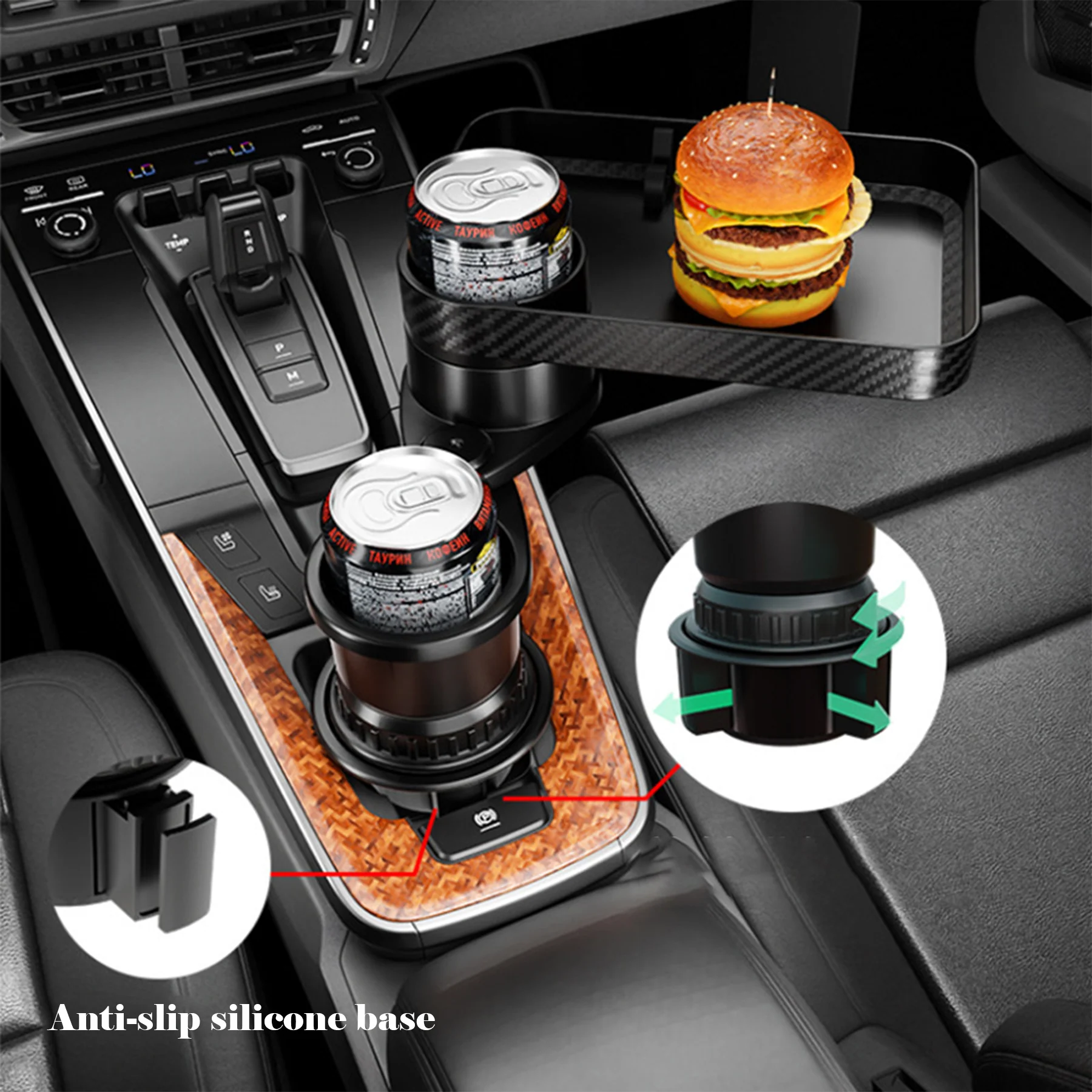 Car Cup Holder Tray Expander Adapter Table