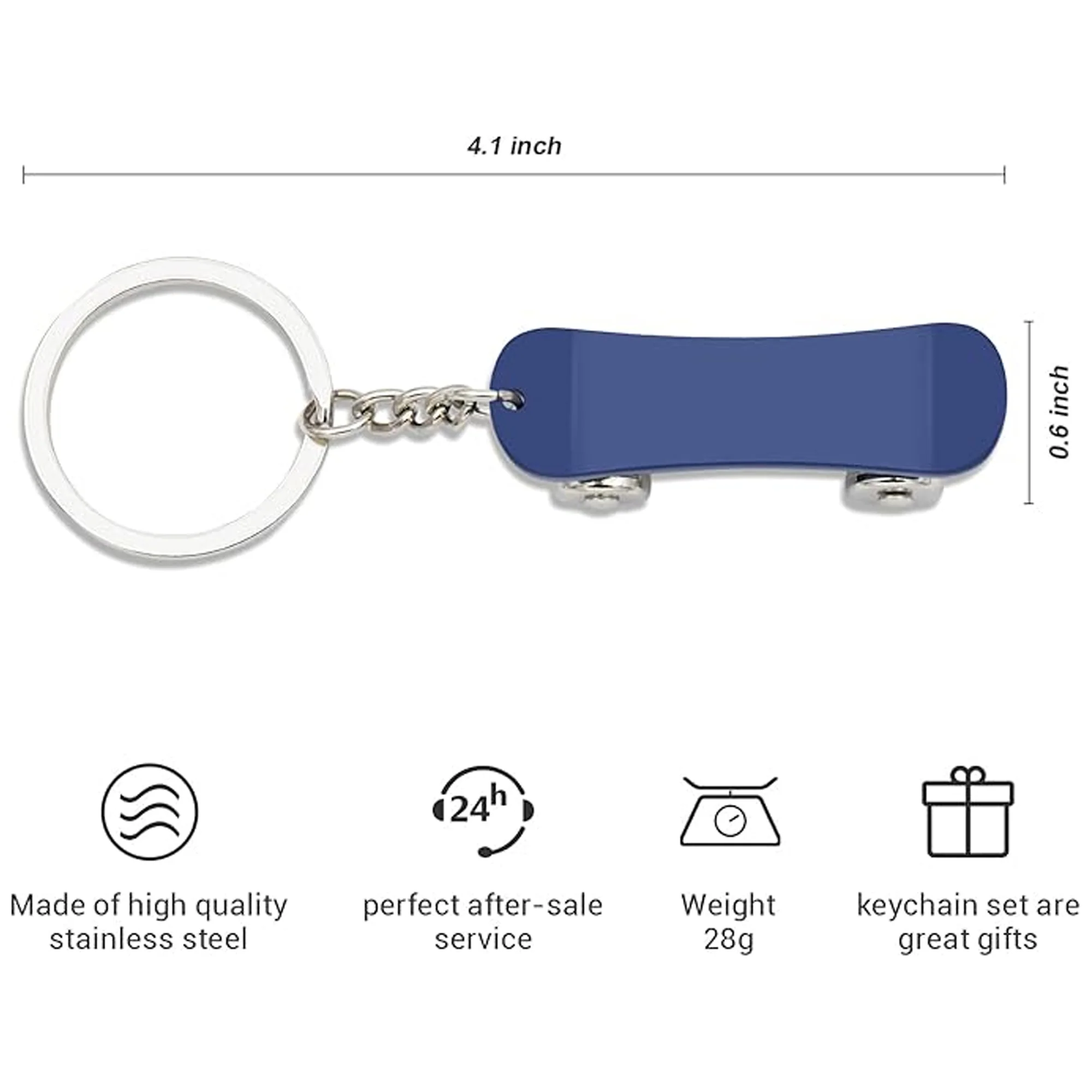 Creative Metal Skateboard Shape Keychain Gift Hanging