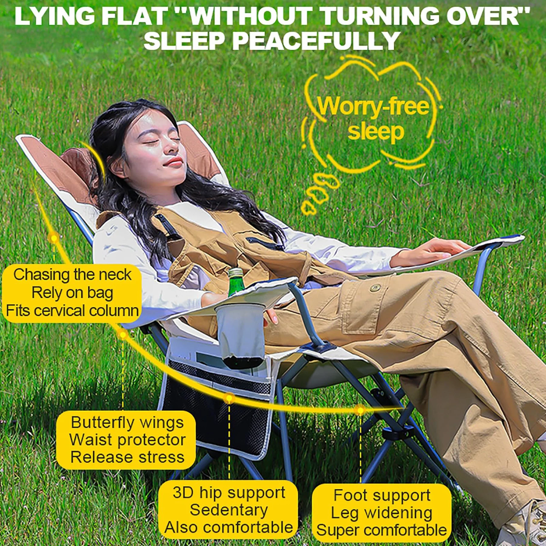 Folding Outdoor Recliner Patio Lounge Chair Lawn