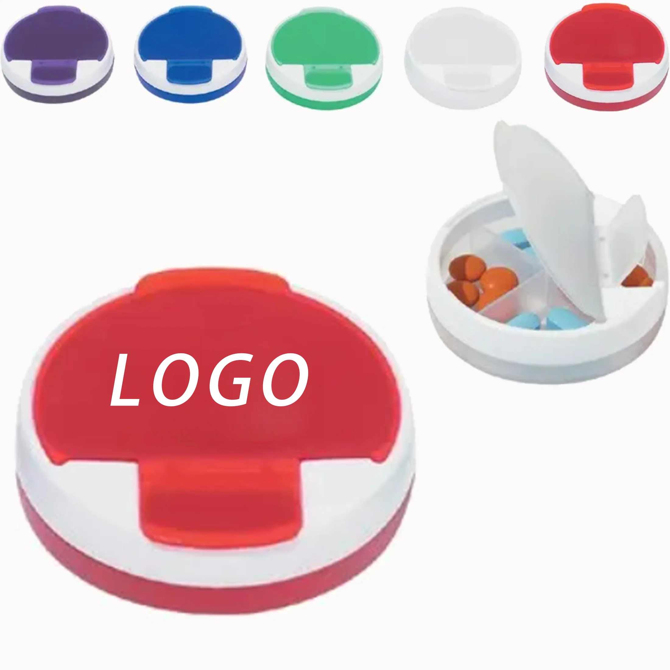 Round 4 Compartments Rotating Pill Box Or Pill Case