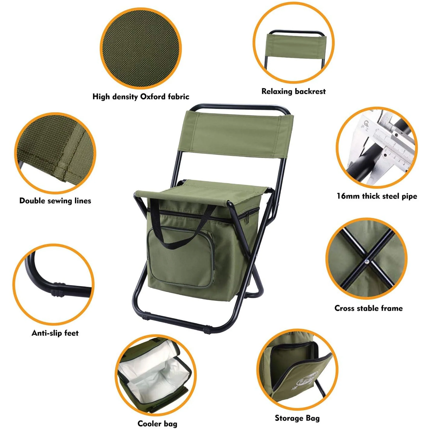 Folding Fishing Chair with Cooler Bag