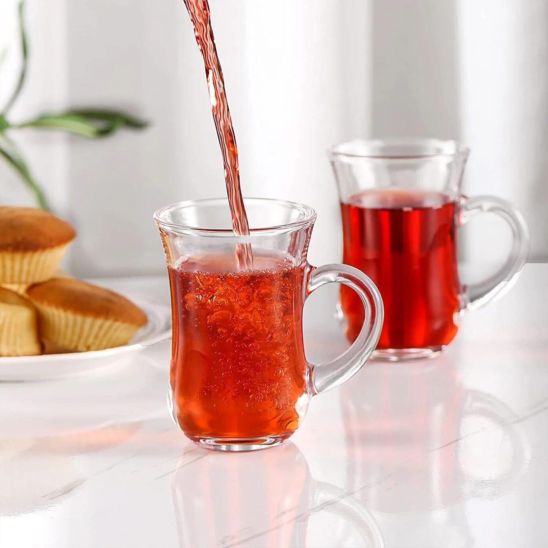 3.4 Oz Heat Resistant Clear Glass Coffee Mug With Handle