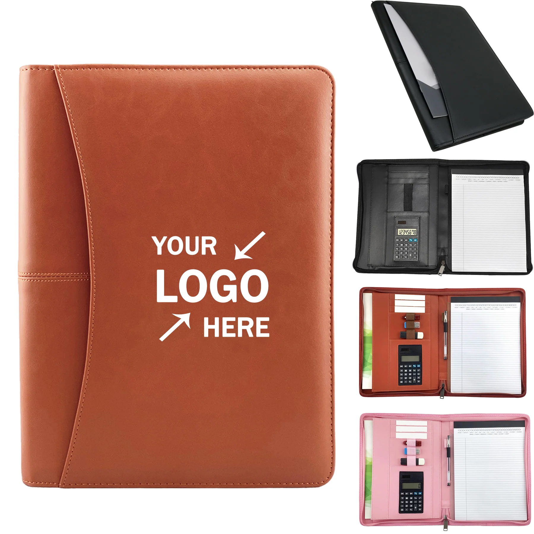 Zippered Padfolio with Calculator and Sticky Note