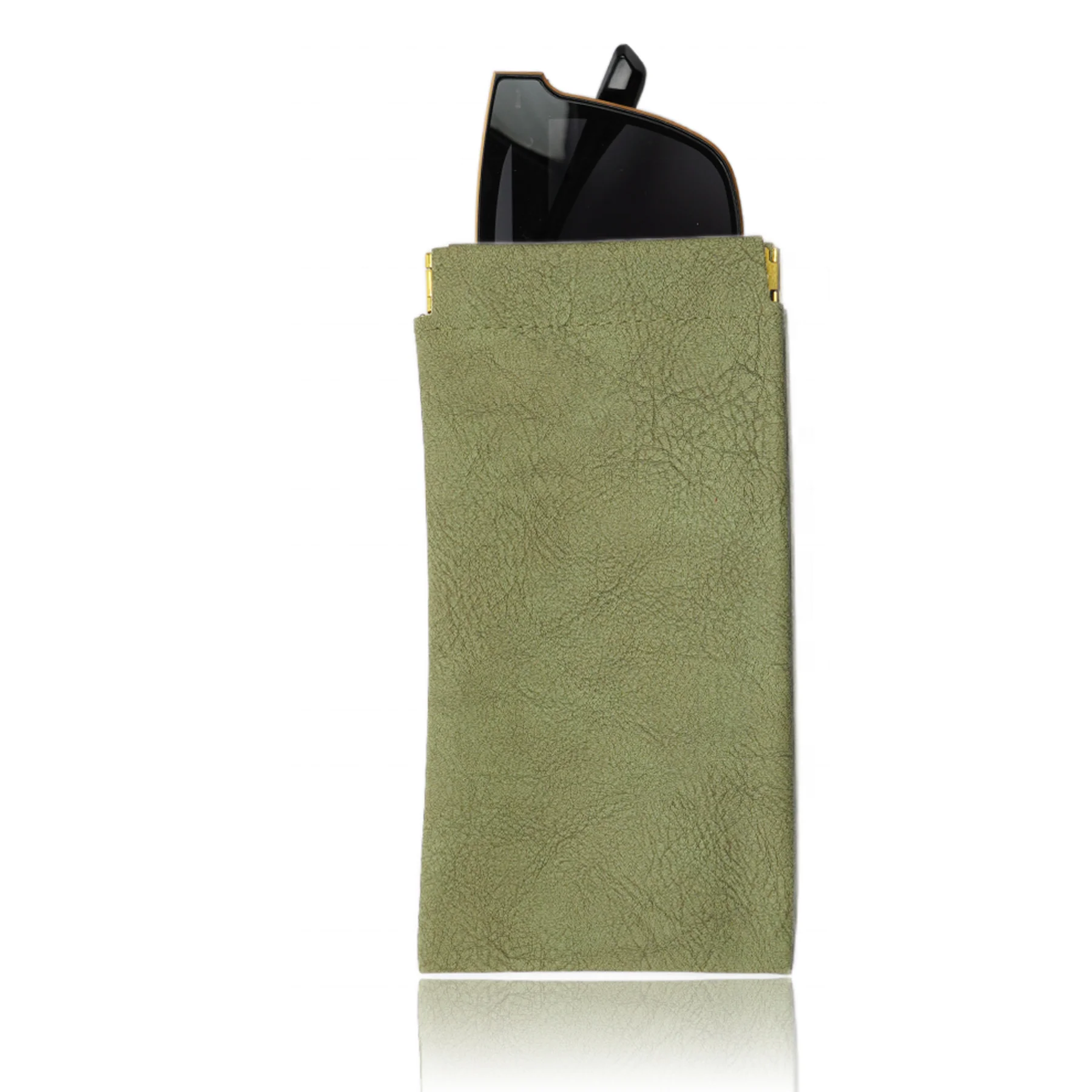Portable Squeeze Top Leather Eyeglass Case