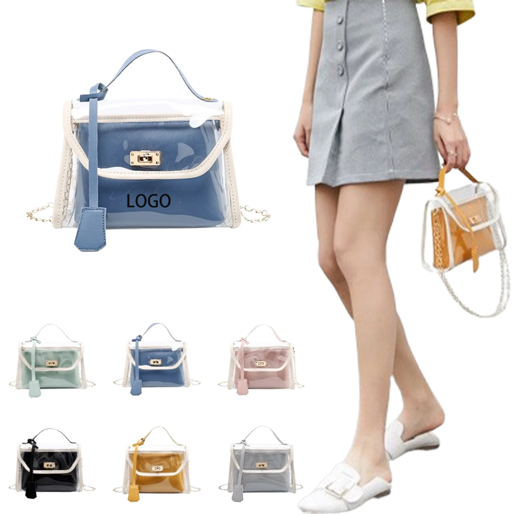 Clear Crossbody Bag with Removable Wristlet Pouch/ Jelly Bag