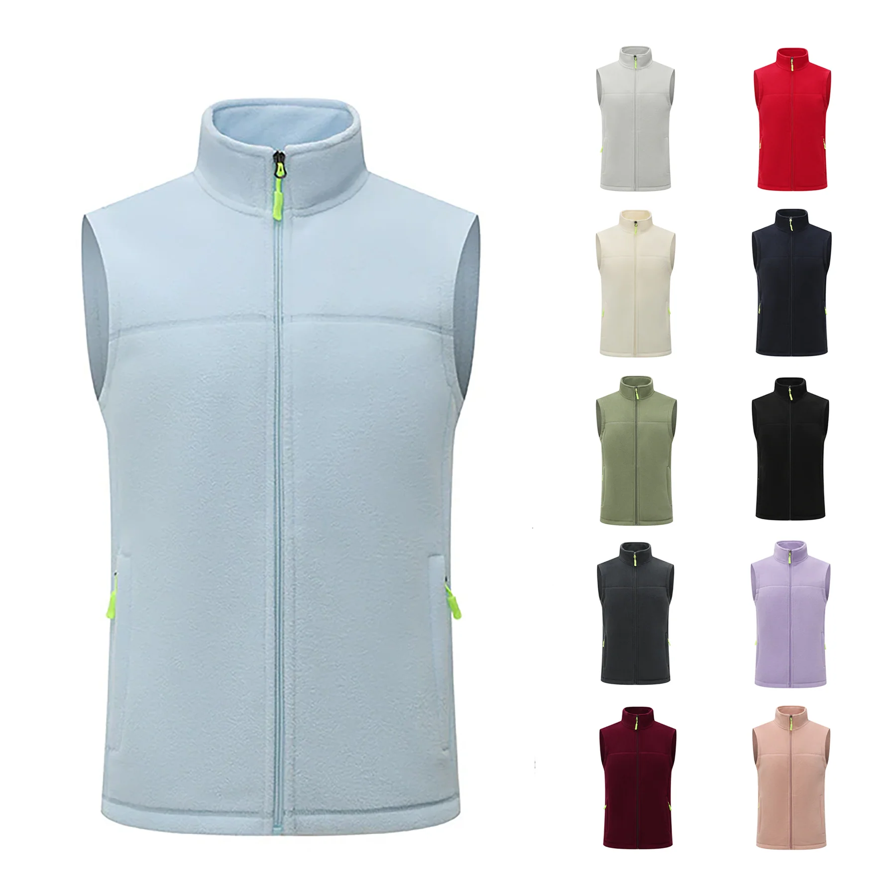 Unisex Fleece Vest Full Zip Warm Outdoor Layer
